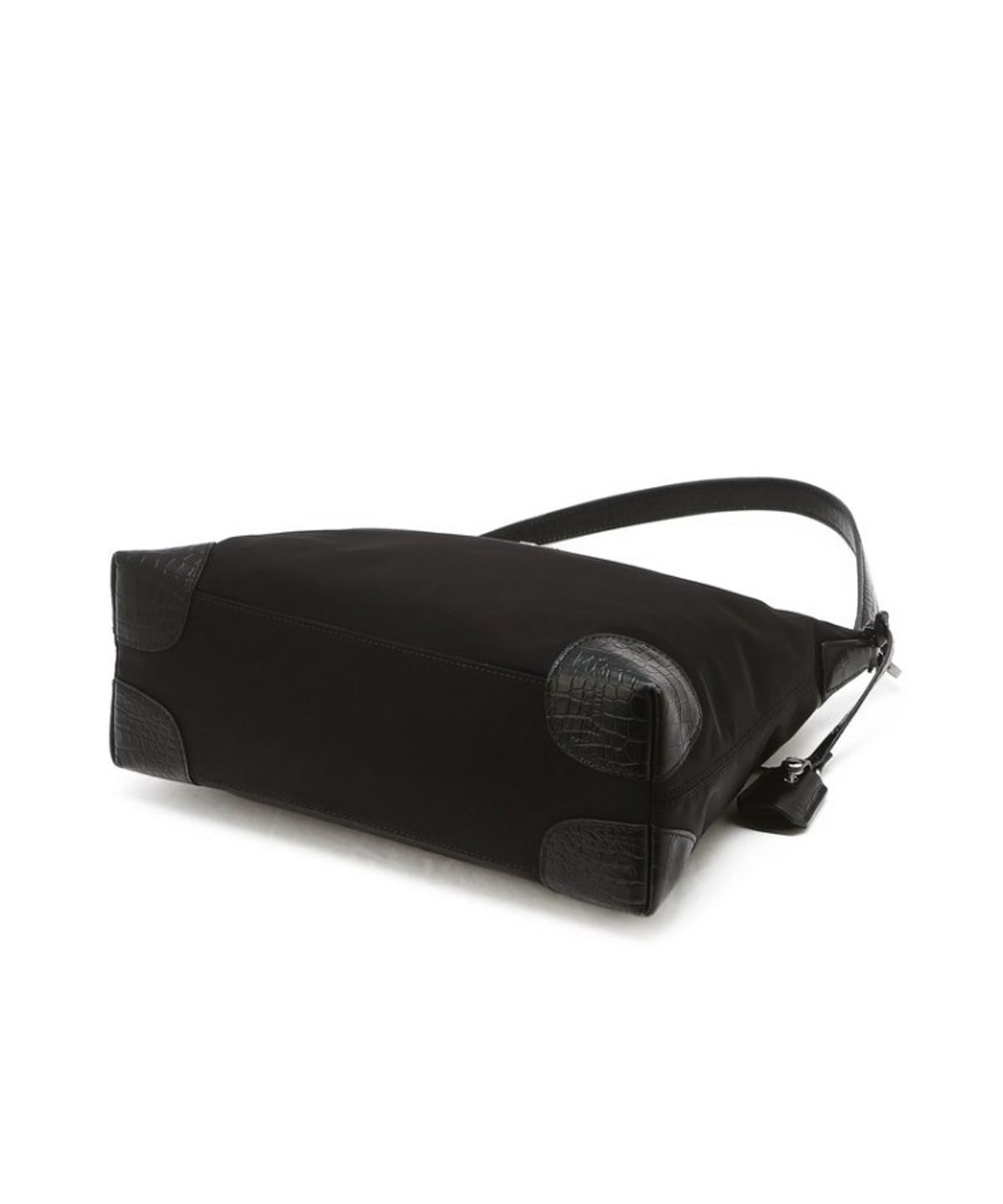 닥스 여성 액세서리(DAKS WOMENS ACCESSORIES) 블랙 크로커 소가죽 배색 나일론 숄더백 M_DCBA6E052BK