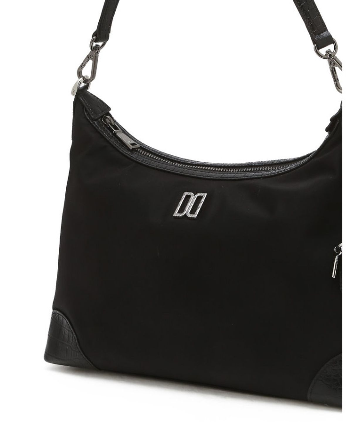 닥스 여성 액세서리(DAKS WOMENS ACCESSORIES) 블랙 크로커 소가죽 배색 나일론 숄더백 M_DCBA6E052BK