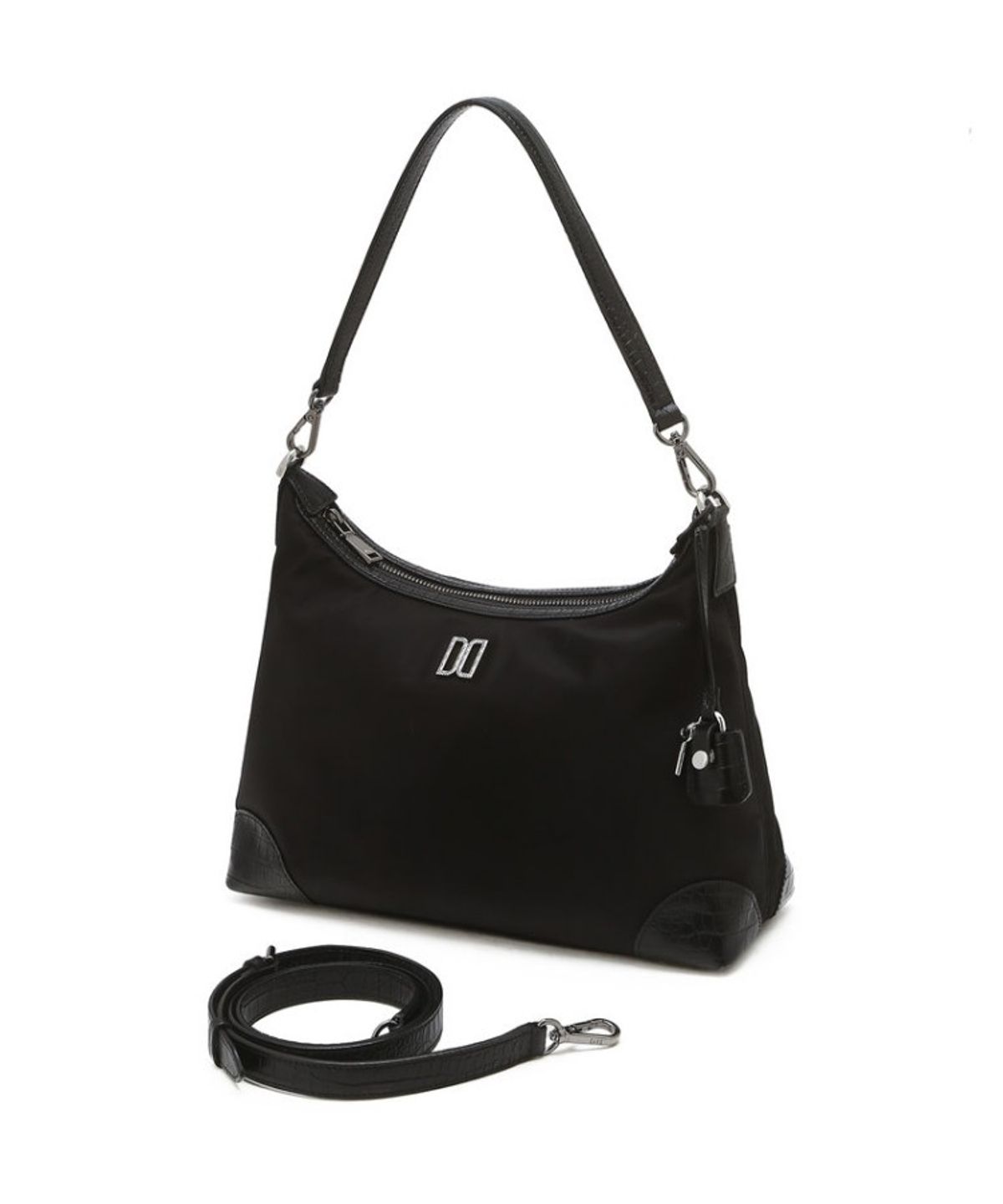 닥스 여성 액세서리(DAKS WOMENS ACCESSORIES) 블랙 크로커 소가죽 배색 나일론 숄더백 M_DCBA6E052BK