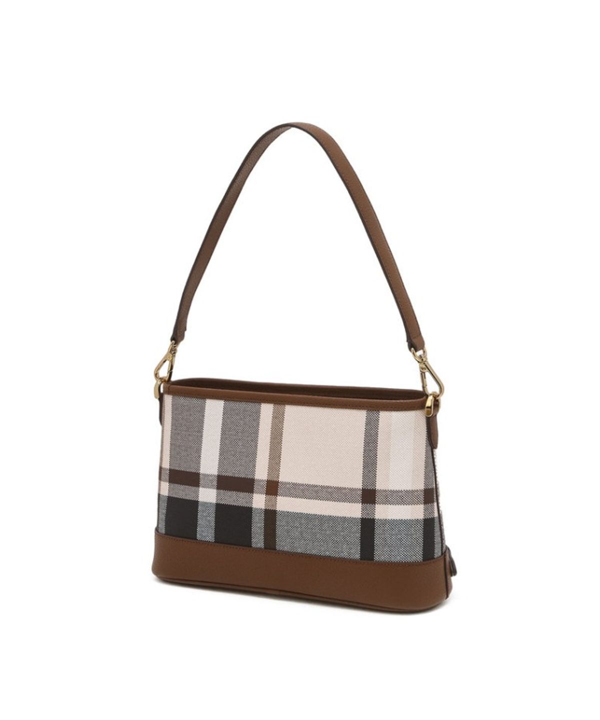 닥스 여성 액세서리(DAKS WOMENS ACCESSORIES) 타탄 체크 라이트 브라운 가죽 숄더백_DCBA6E713W2