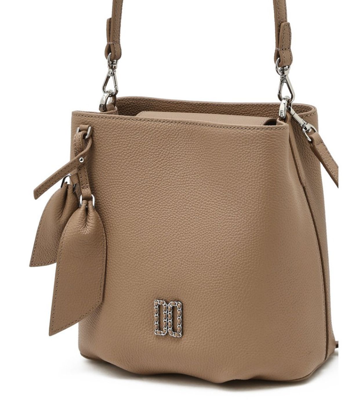 닥스 여성 액세서리(DAKS WOMENS ACCESSORIES) 베이지 천연소가죽 DD포인트 버킷형 숄더백_DCBA6E342I2