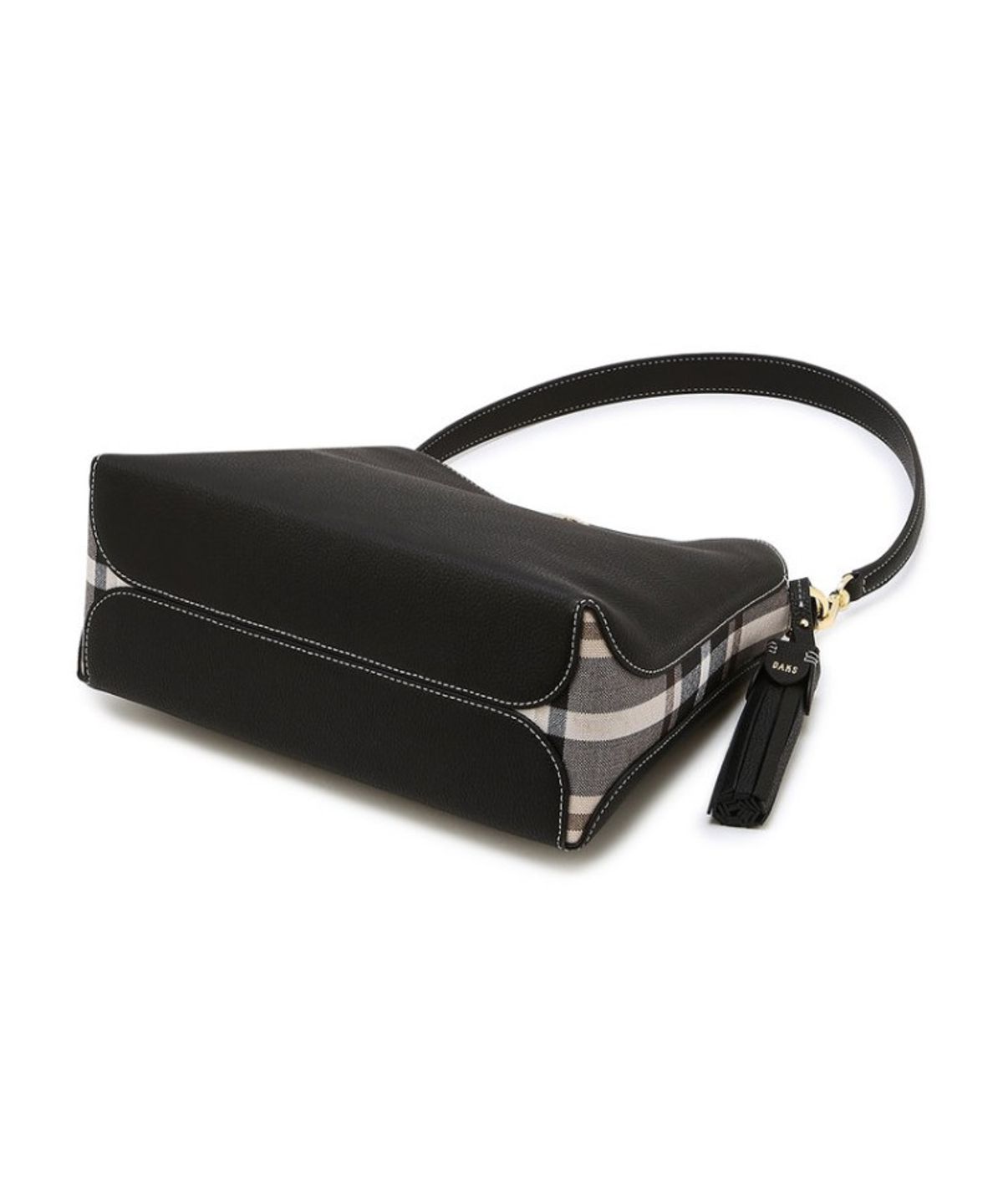 닥스 여성 액세서리(DAKS WOMENS ACCESSORIES) 블랙 DD로고 소가죽 숄더백_DCBA6E751BK