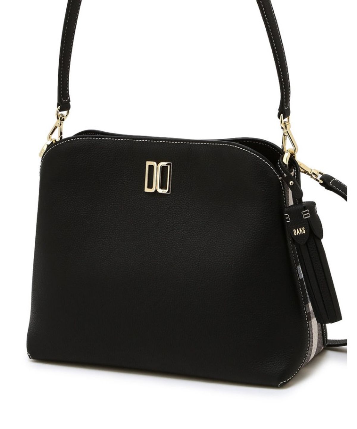 닥스 여성 액세서리(DAKS WOMENS ACCESSORIES) 블랙 DD로고 소가죽 숄더백_DCBA6E751BK