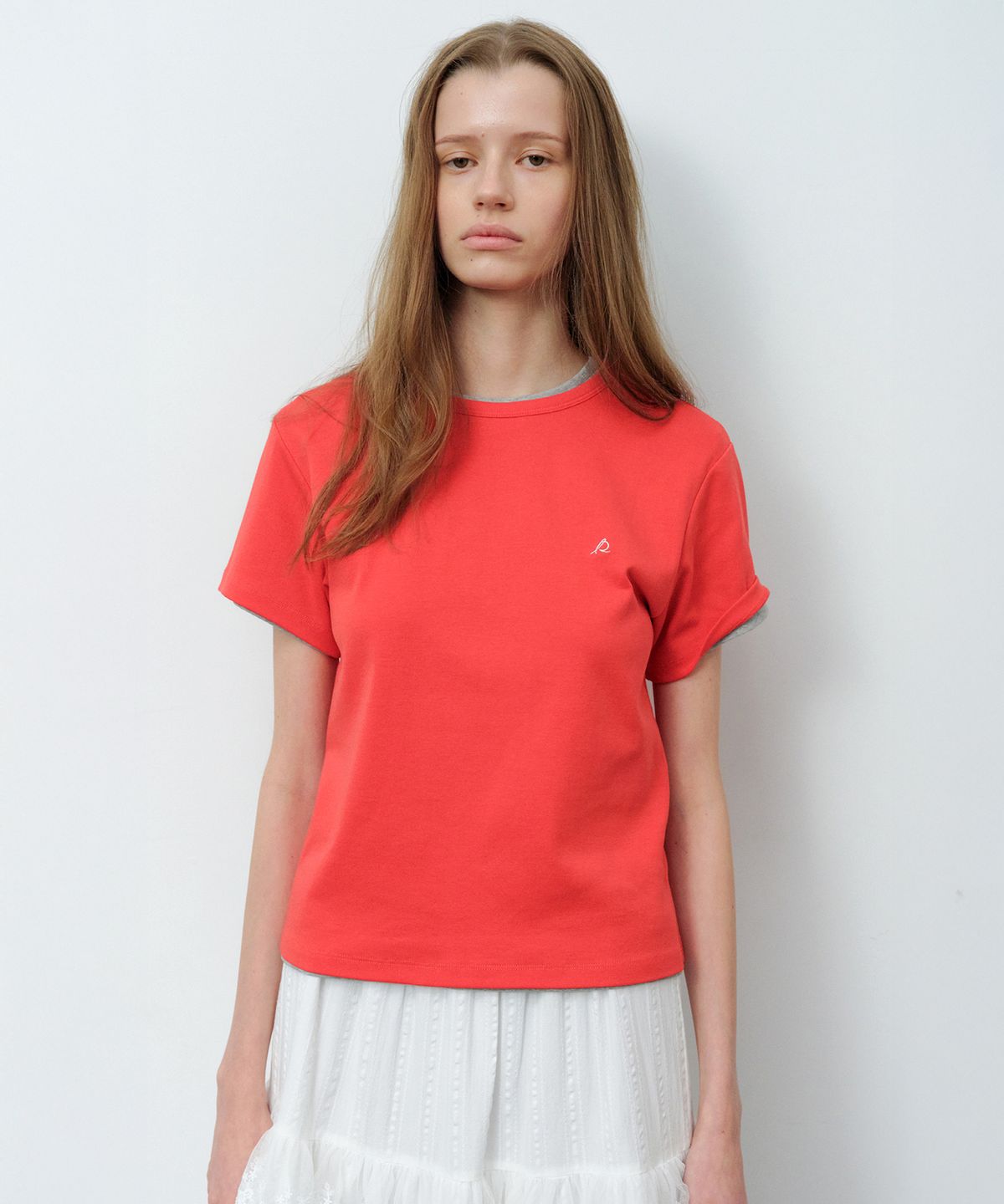르바(LEVAR) All-day Cotton Rib T-shirt - Tomato Red