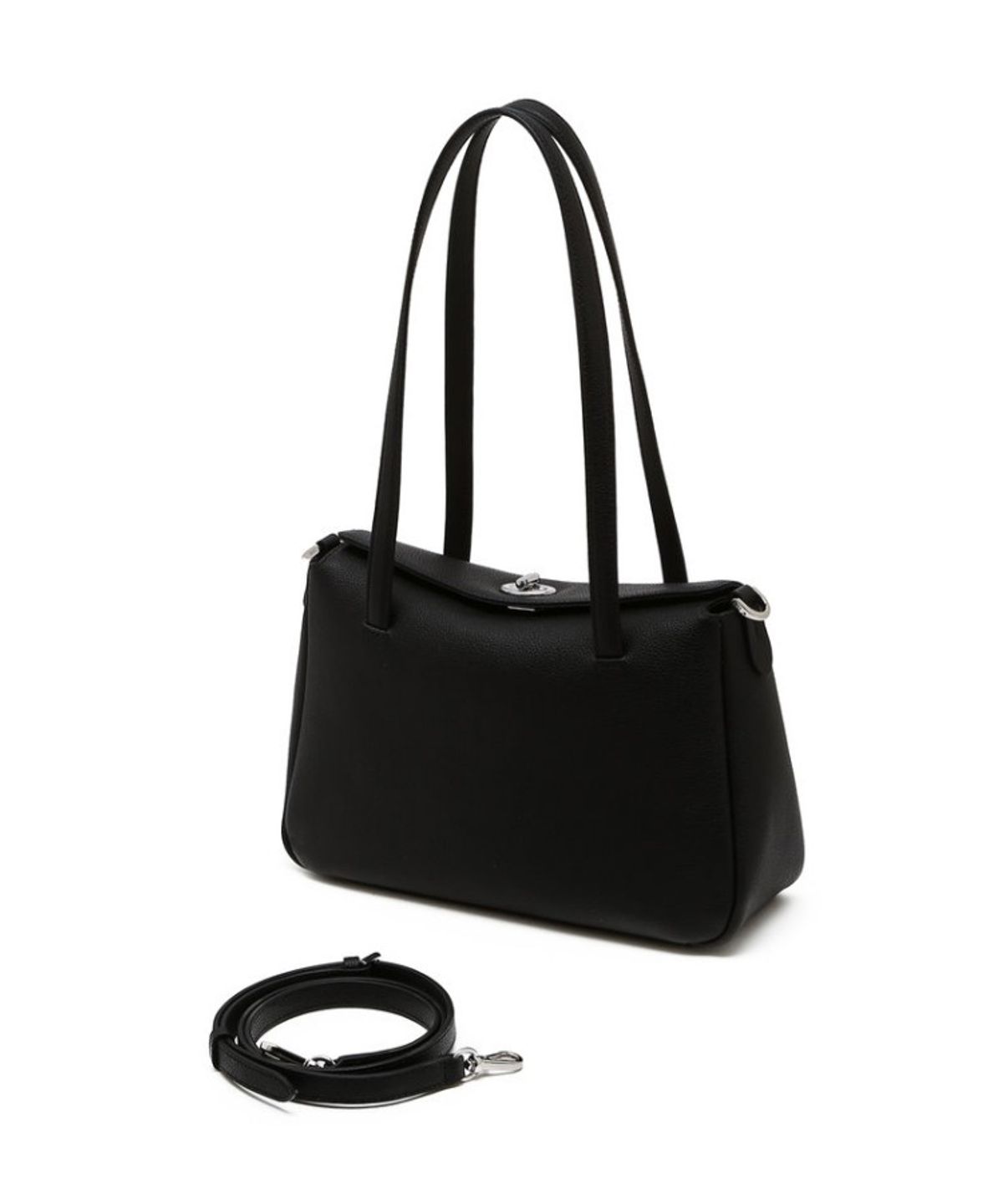 닥스 여성 액세서리(DAKS WOMENS ACCESSORIES) 블랙 O 락장식 플랩형 숄더백 M_DCBA6E941BK
