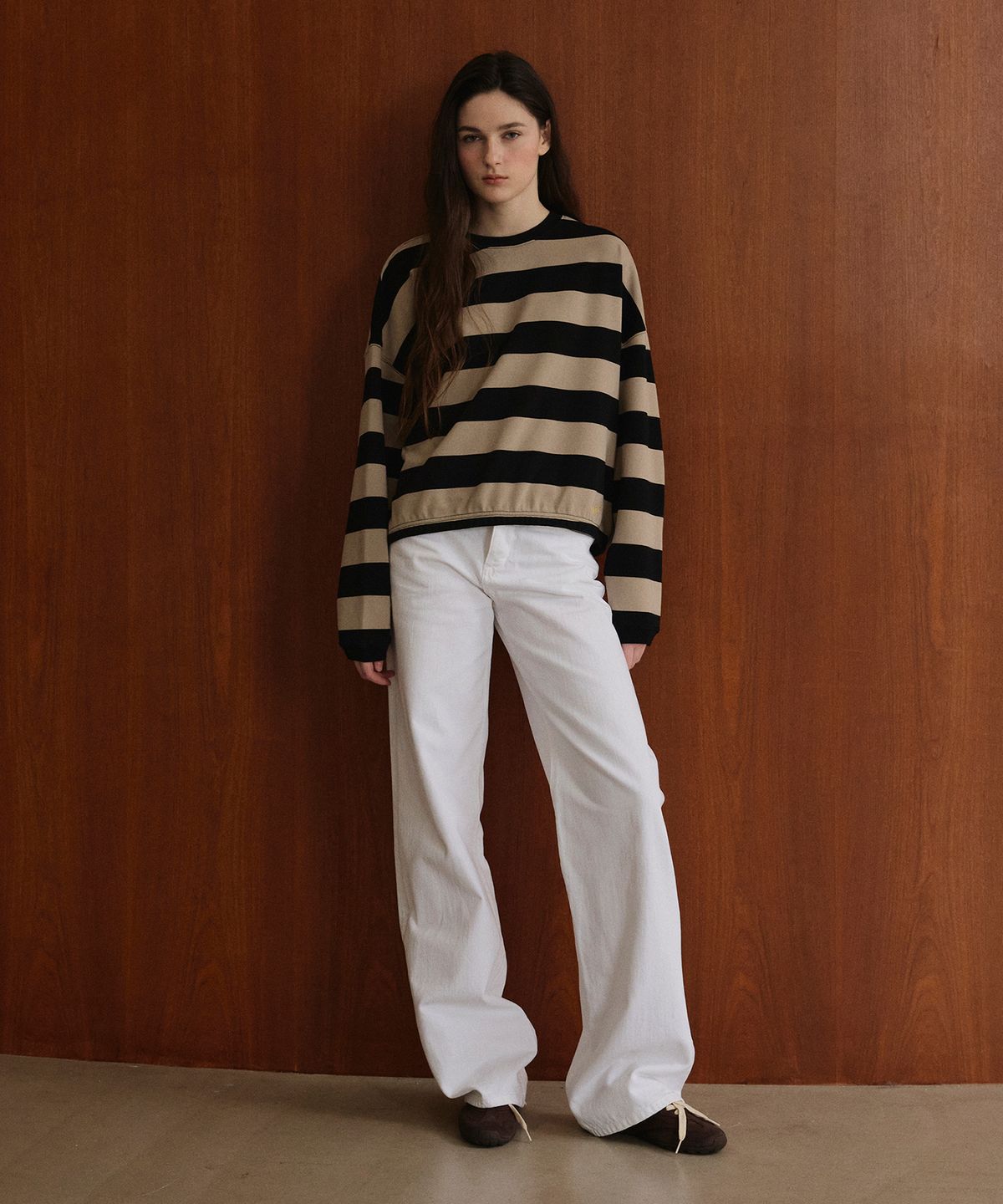 스튜디오앤파르크(STUDIO&PARC) Big Striped T-Shirt_Beige