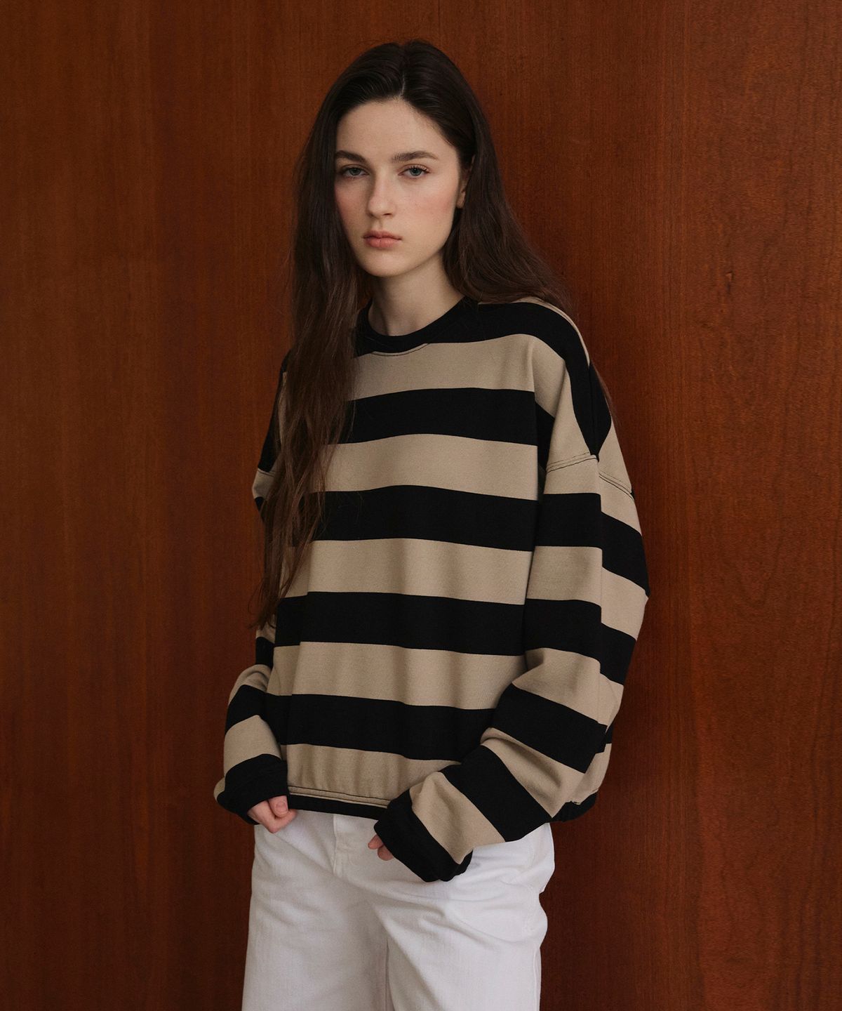 스튜디오앤파르크(STUDIO&PARC) Big Striped T-Shirt_Beige