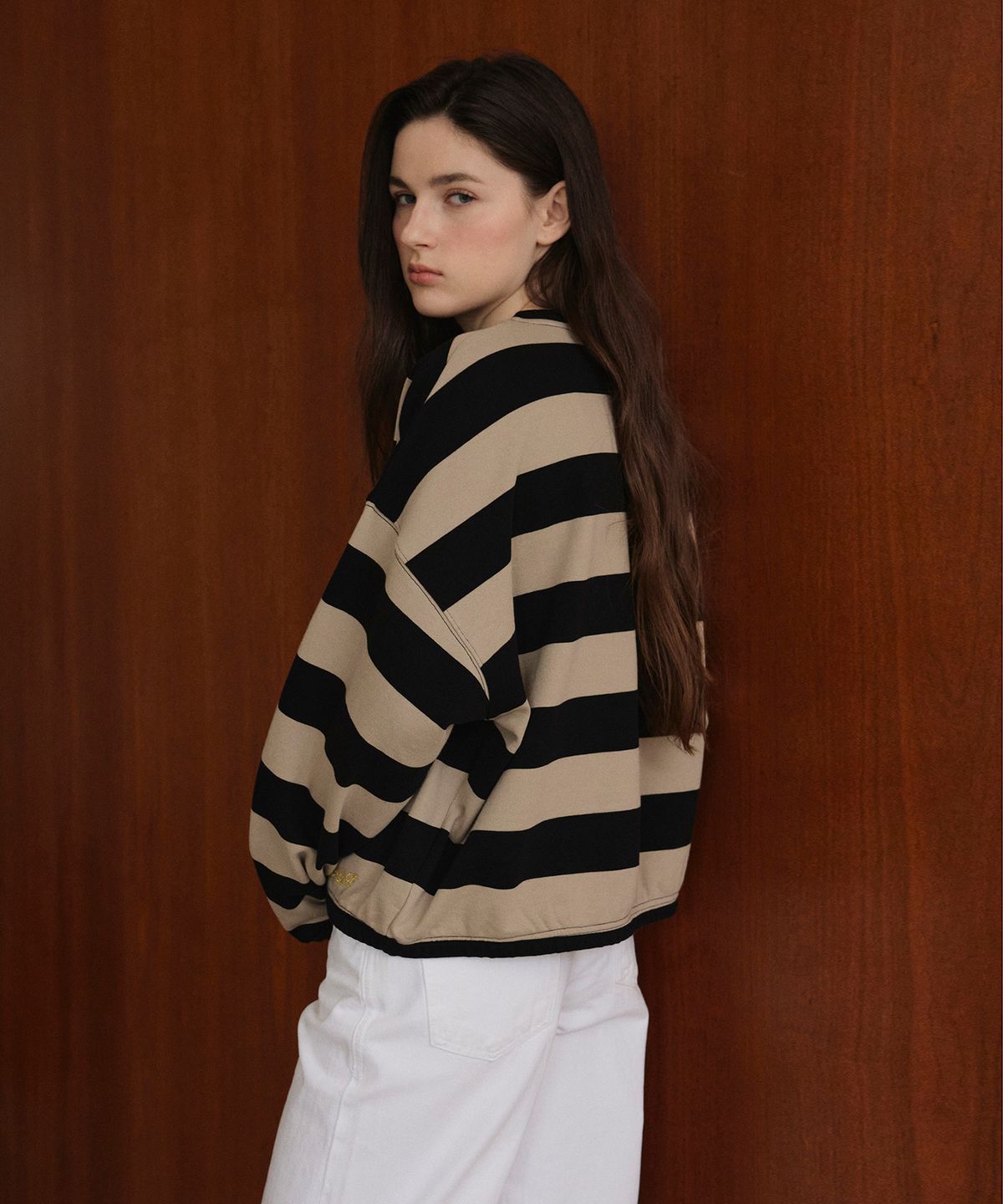 스튜디오앤파르크(STUDIO&PARC) Big Striped T-Shirt_Beige