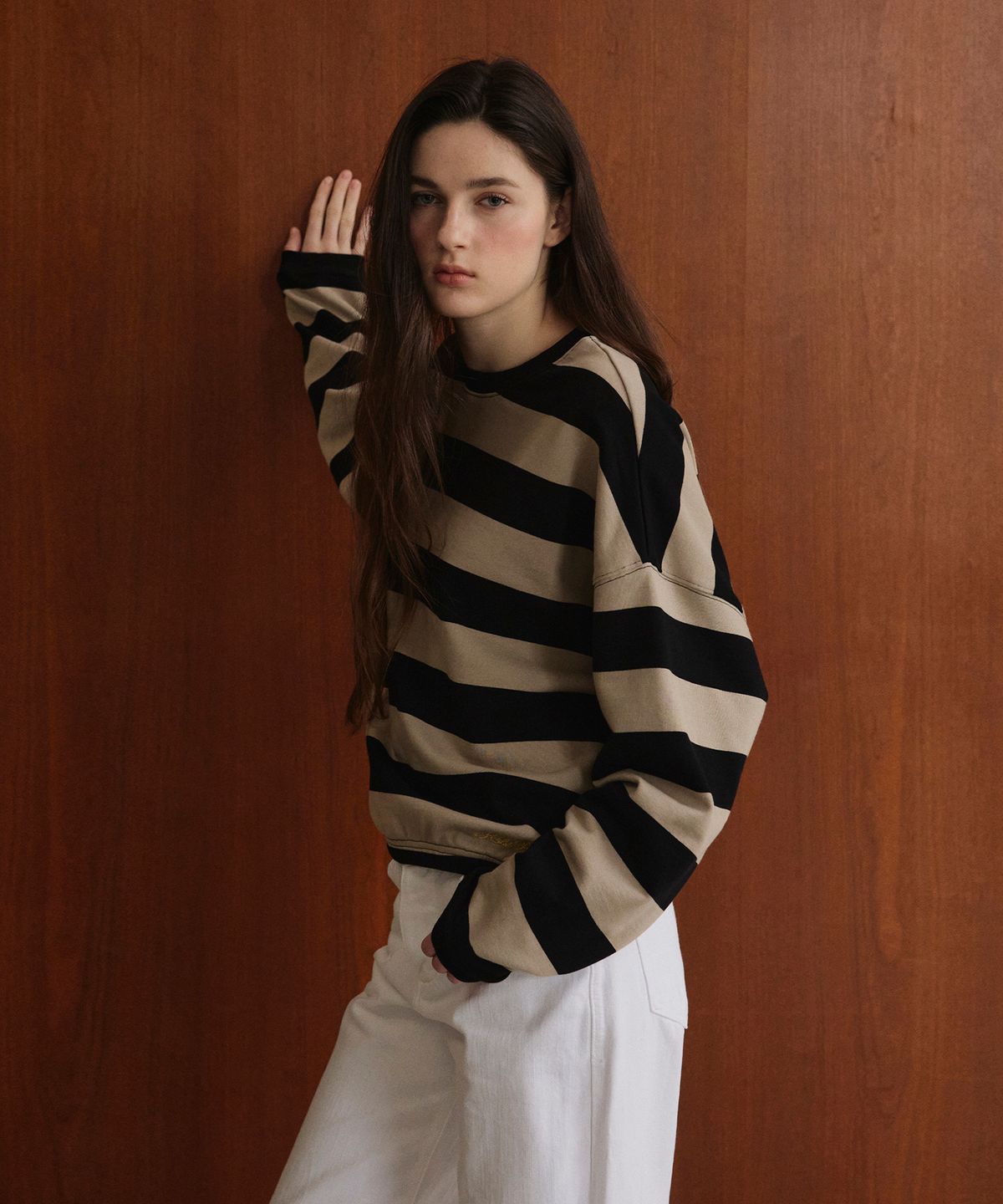 스튜디오앤파르크(STUDIO&PARC) Big Striped T-Shirt_Beige