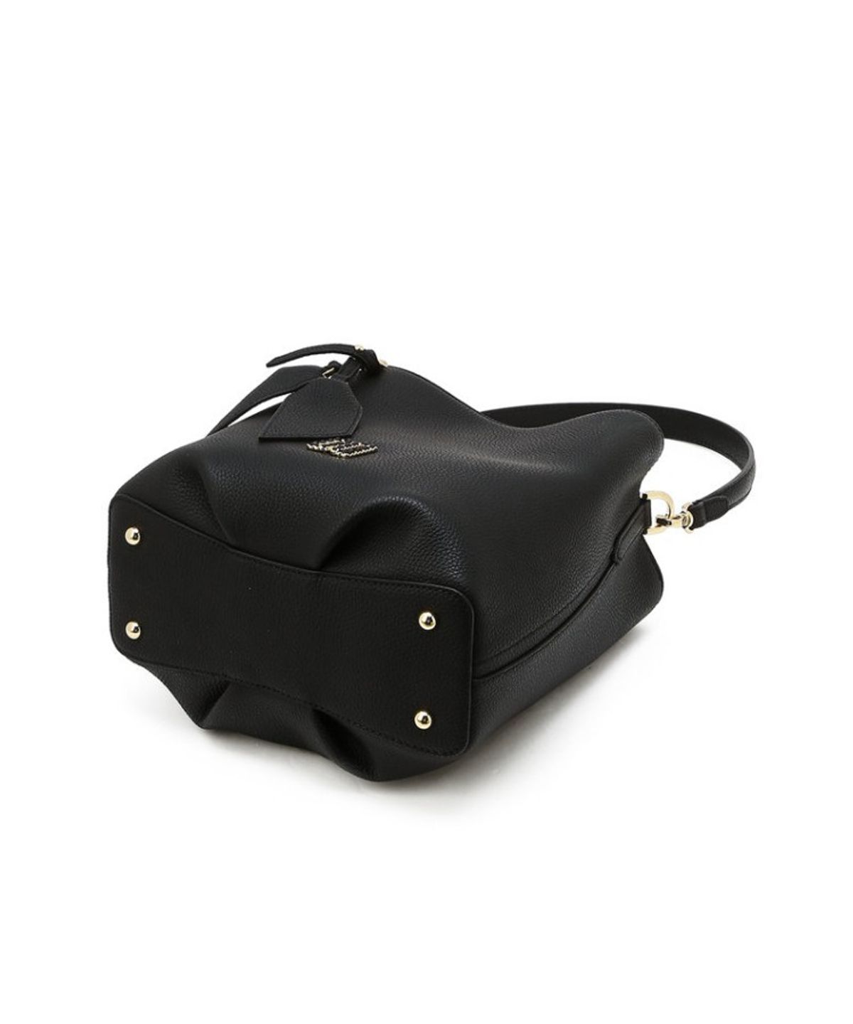 닥스 여성 액세서리(DAKS WOMENS ACCESSORIES) 블랙 천연소가죽 DD포인트 버킷형 숄더백_DCBA6E332BK