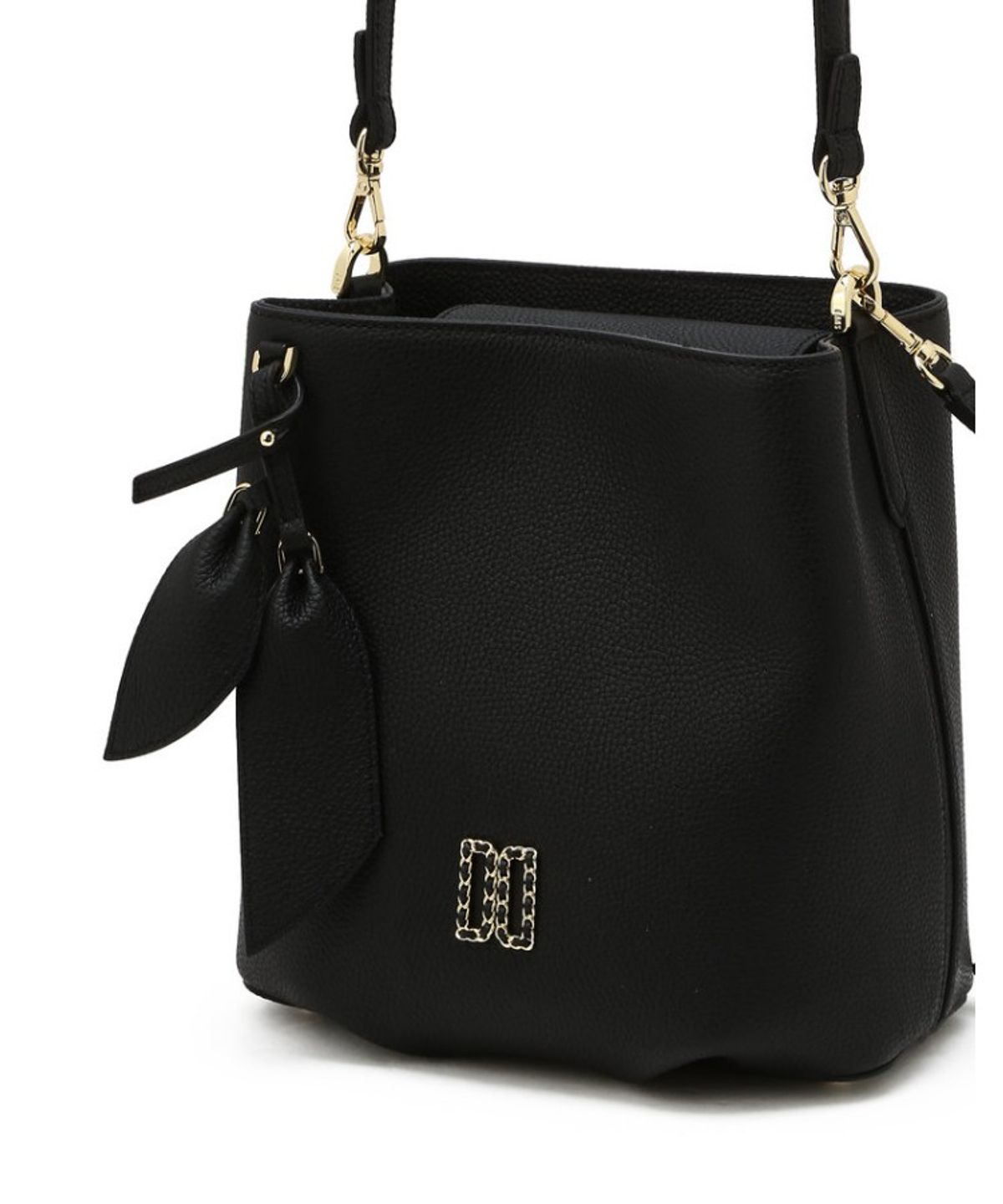 닥스 여성 액세서리(DAKS WOMENS ACCESSORIES) 블랙 천연소가죽 DD포인트 버킷형 숄더백_DCBA6E332BK