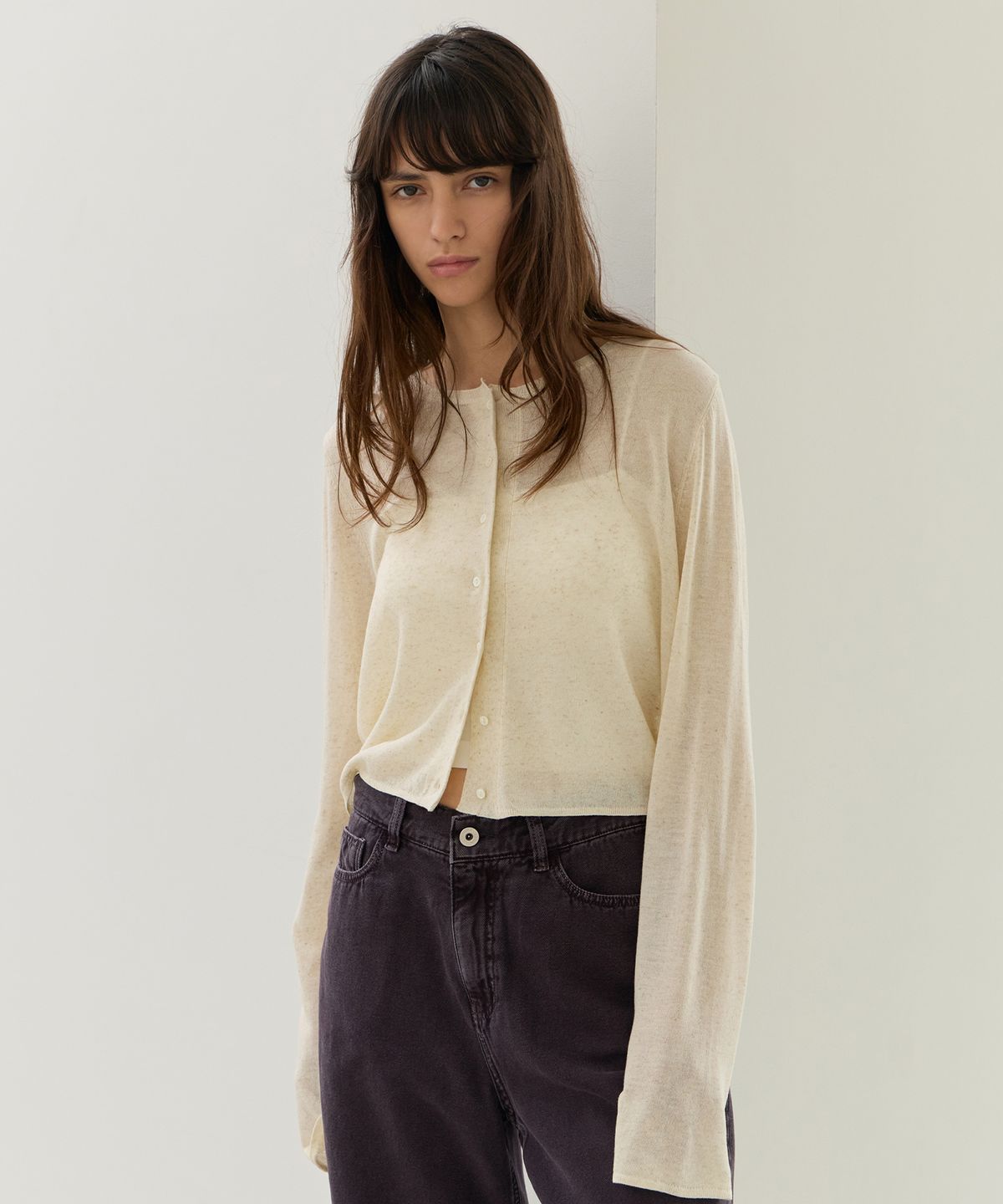 르바(LEVAR) Light Linen Cardigan - Natural