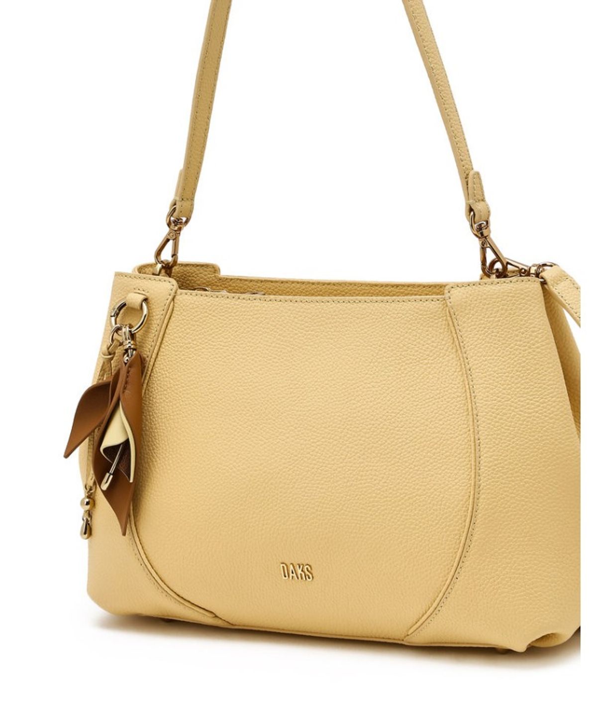 닥스 여성 액세서리(DAKS WOMENS ACCESSORIES) 옐로우 소가죽 플라워 참장식 숄더백 M_DCBA6E562Y2