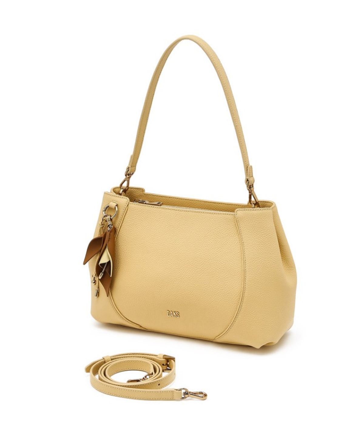 닥스 여성 액세서리(DAKS WOMENS ACCESSORIES) 옐로우 소가죽 플라워 참장식 숄더백 M_DCBA6E562Y2