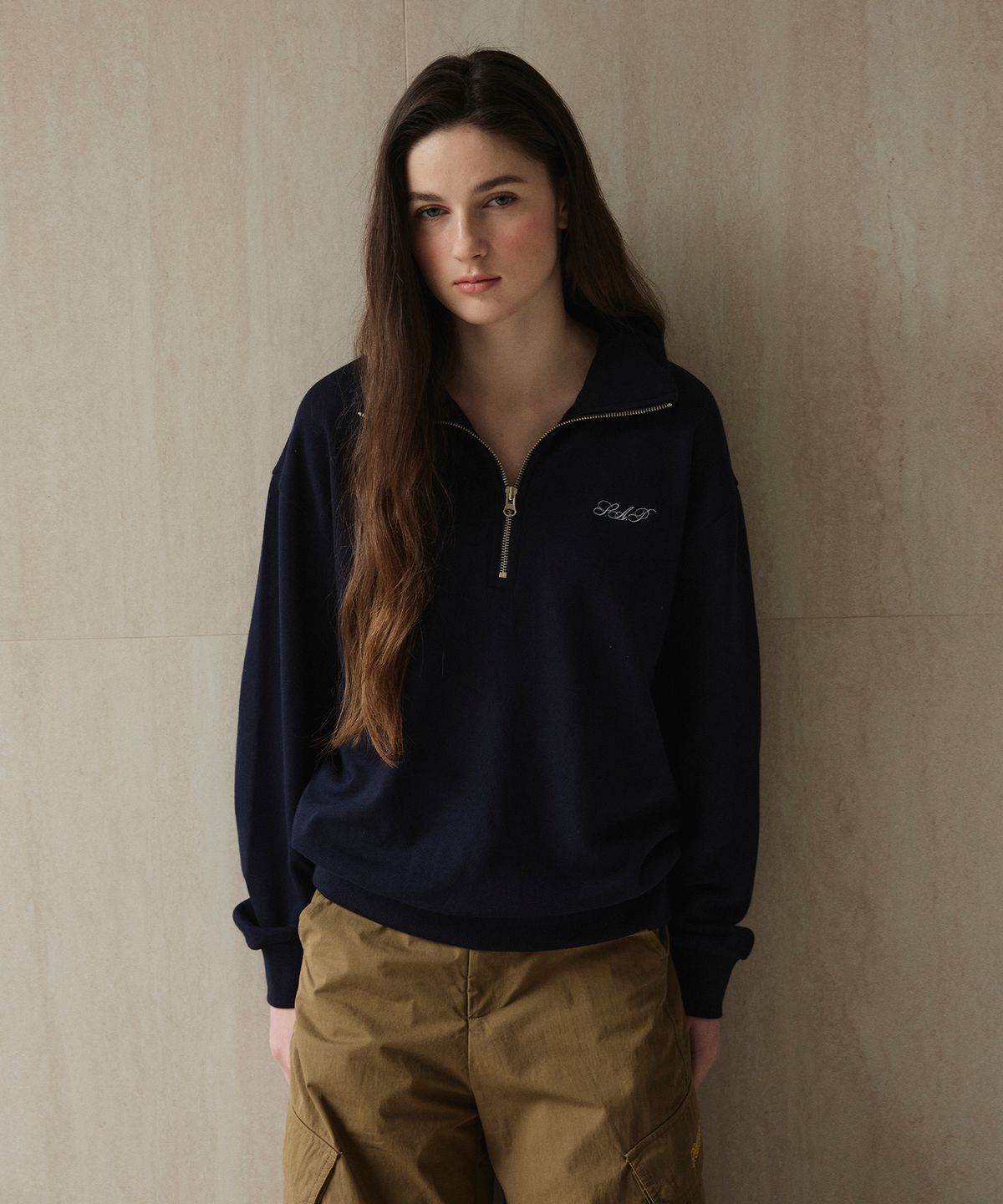 스튜디오앤파르크(STUDIO&PARC) Half-Zip Sweatshirt_Navy