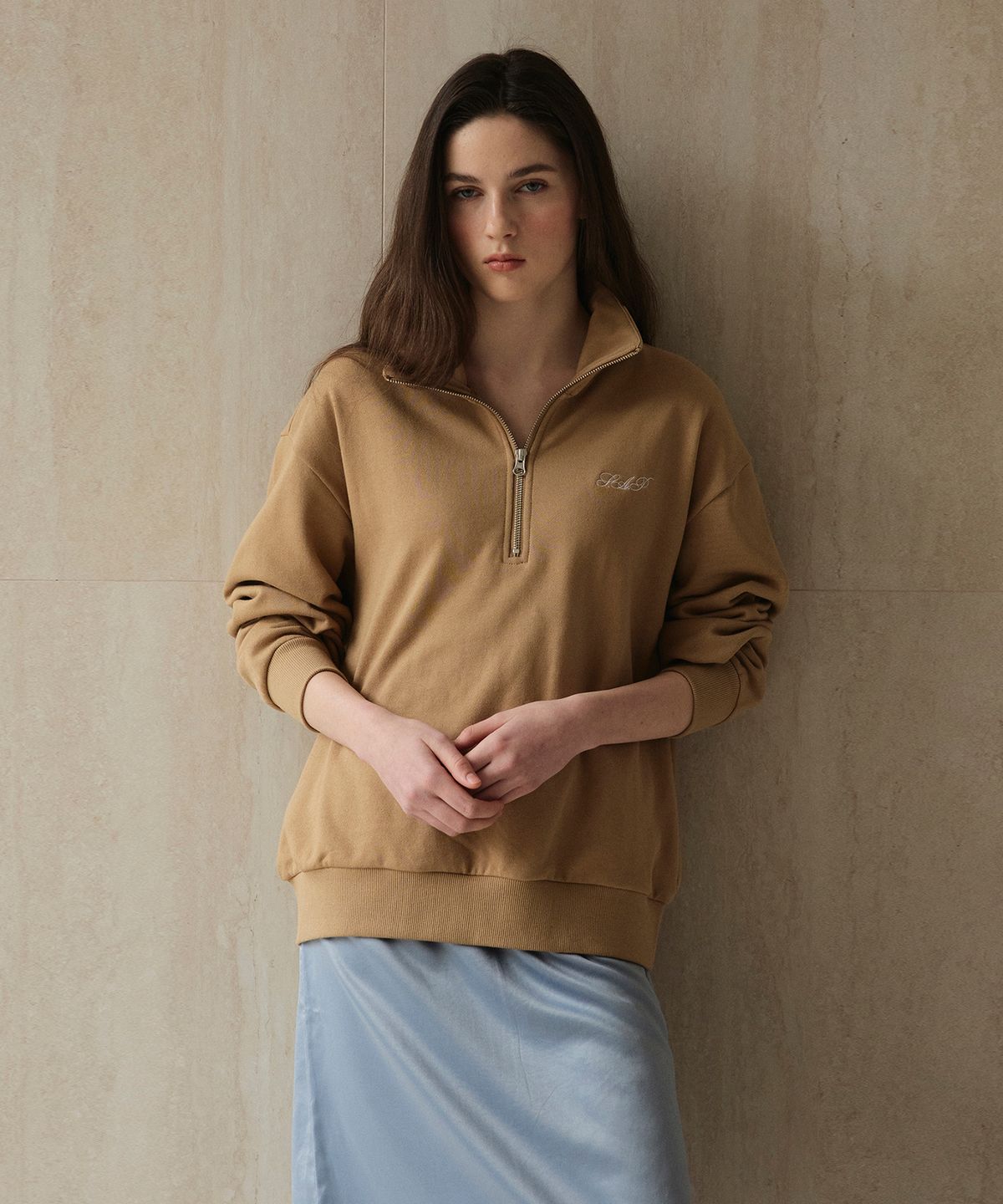 스튜디오앤파르크(STUDIO&PARC) Half-Zip Sweatshirt_Beige