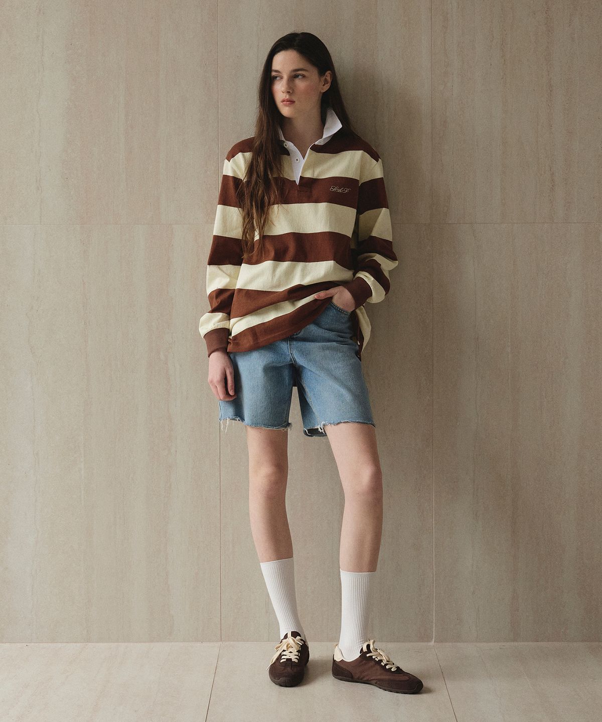 스튜디오앤파르크(STUDIO&PARC) Striped Rugby Shirt_Brown