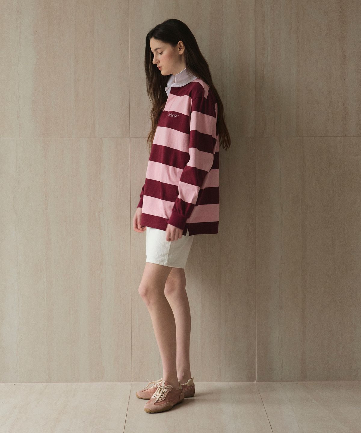스튜디오앤파르크(STUDIO&PARC) Striped Rugby Shirt_Pink