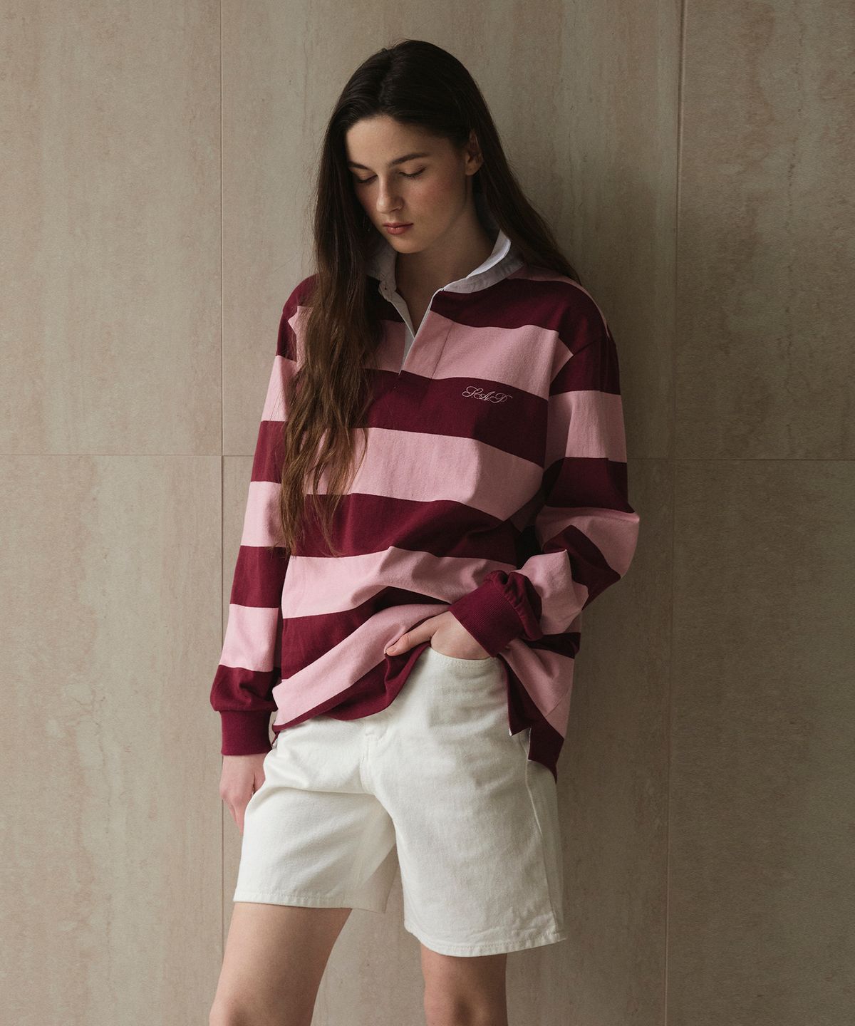 스튜디오앤파르크(STUDIO&PARC) Striped Rugby Shirt_Pink