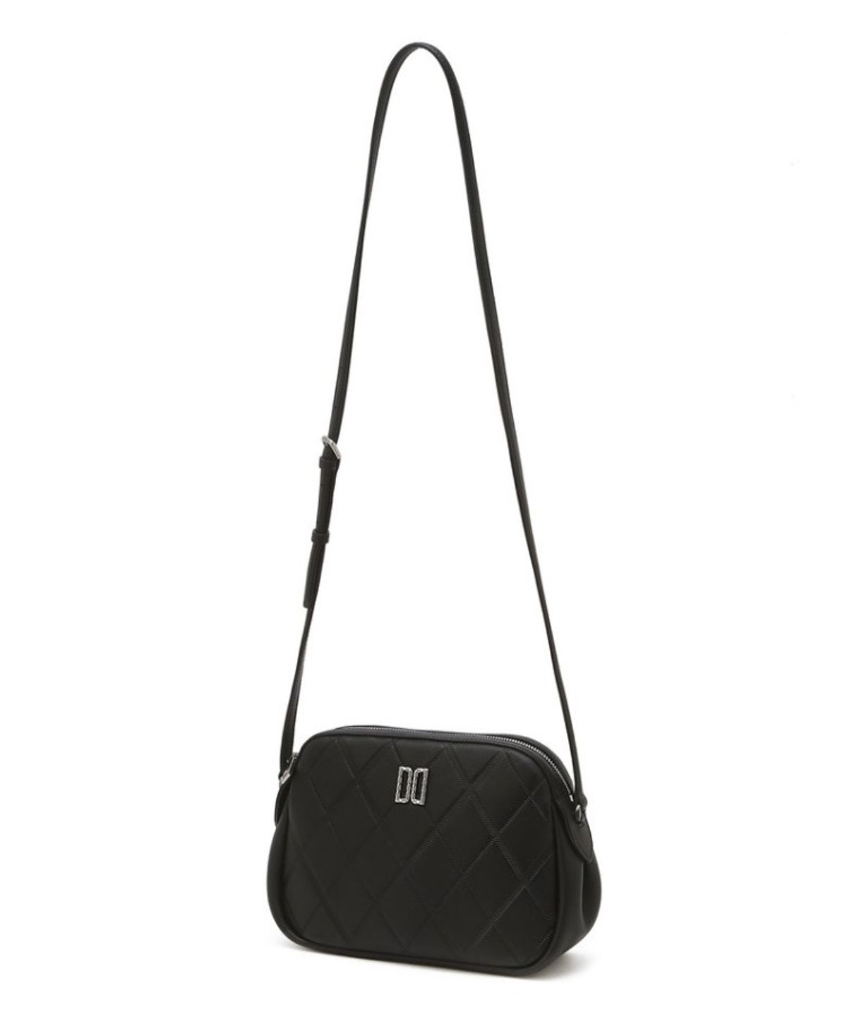 닥스 여성 액세서리(DAKS WOMENS ACCESSORIES) 블랙 아가일 패턴 소가죽 크로스백_DCBA6E440BK