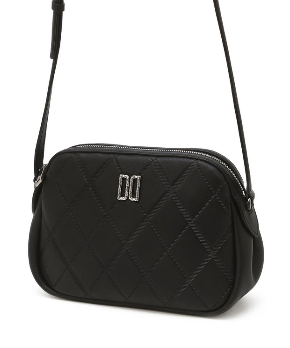 닥스 여성 액세서리(DAKS WOMENS ACCESSORIES) 블랙 아가일 패턴 소가죽 크로스백_DCBA6E440BK