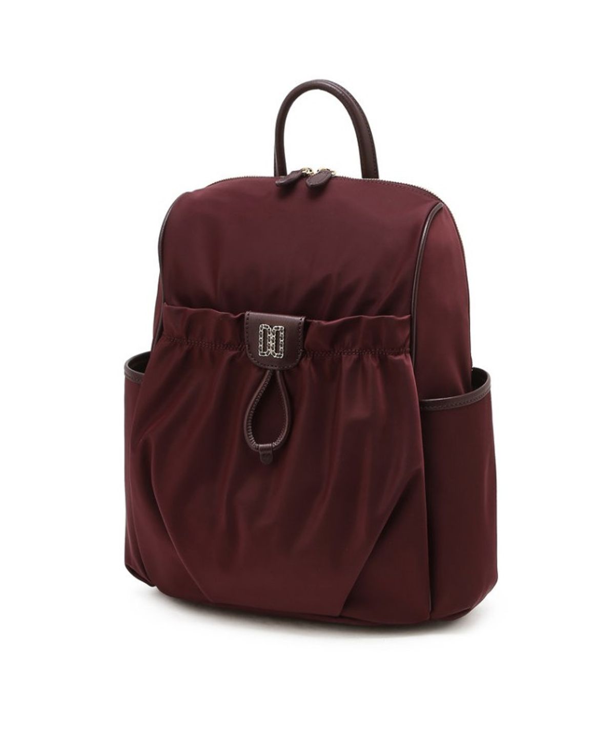 닥스 여성 액세서리(DAKS WOMENS ACCESSORIES) 버건디 앤틱 DD장식 나일론 백팩_DCBA6E344D2