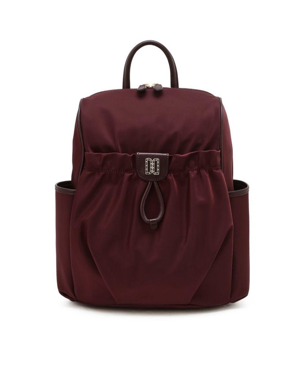 닥스 여성 액세서리(DAKS WOMENS ACCESSORIES) 버건디 앤틱 DD장식 나일론 백팩_DCBA6E344D2