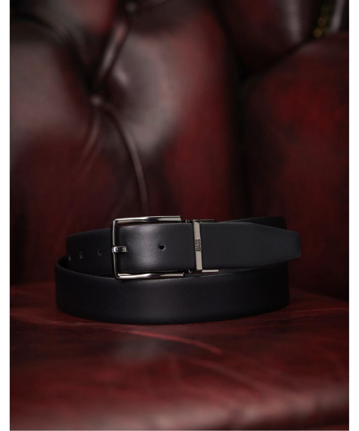 닥스 남성 액세서리(DAKS MEN'S ACCESSORIES) 블랙 스퀘어 버클 벨트_DBBE6E600BK