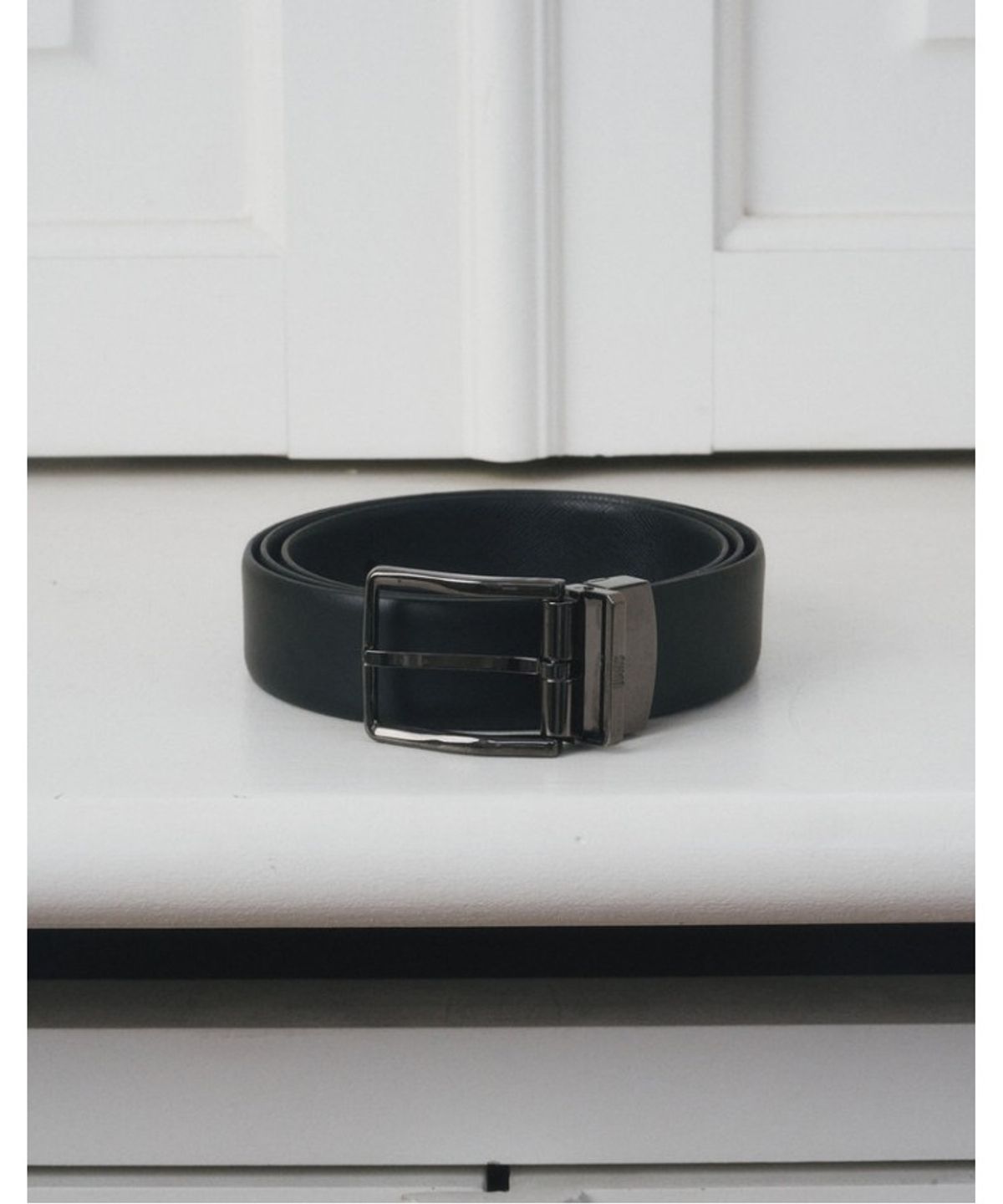 닥스 남성 액세서리(DAKS MEN'S ACCESSORIES) 블랙 스퀘어 버클 벨트_DBBE6E600BK