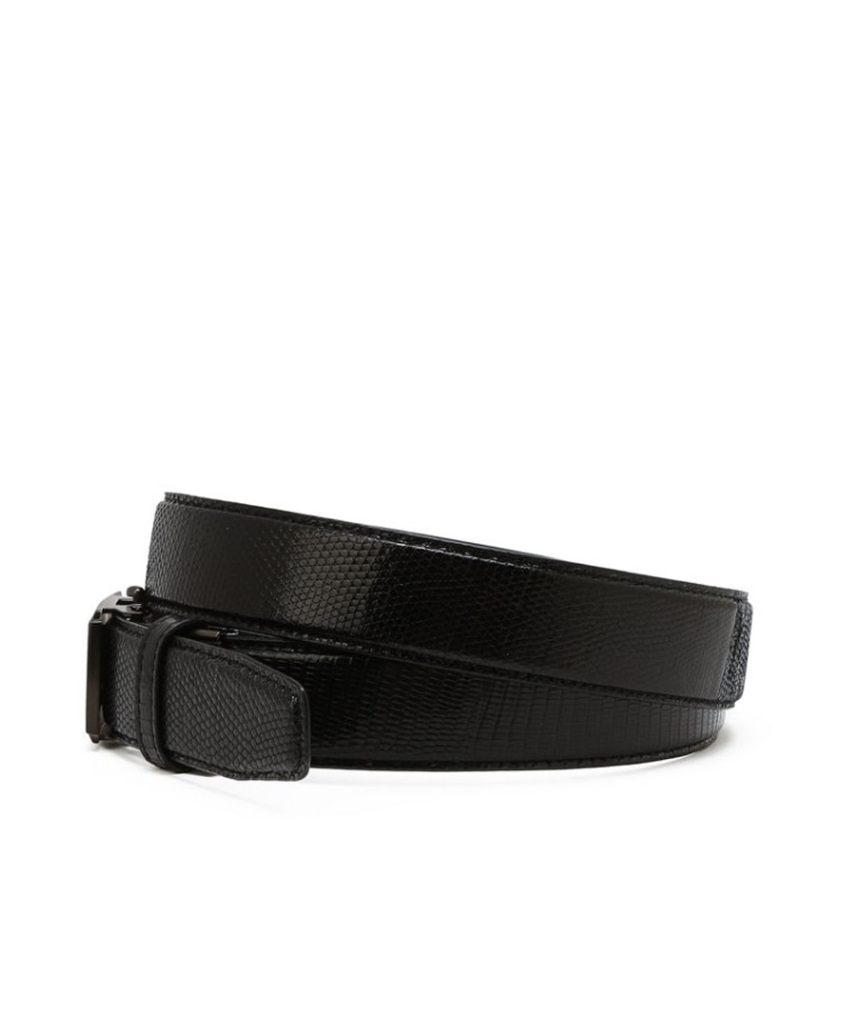 닥스 남성 액세서리(DAKS MEN'S ACCESSORIES) 블랙 DD로고 도마뱀가죽 벨트_DBBE6E700BK