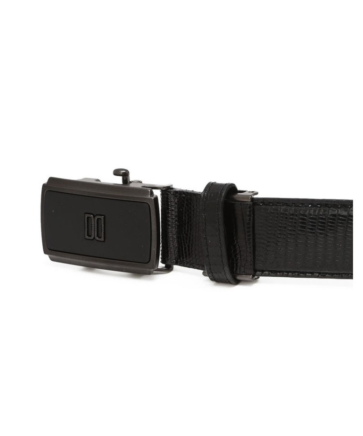 닥스 남성 액세서리(DAKS MEN'S ACCESSORIES) 블랙 DD로고 도마뱀가죽 벨트_DBBE6E700BK