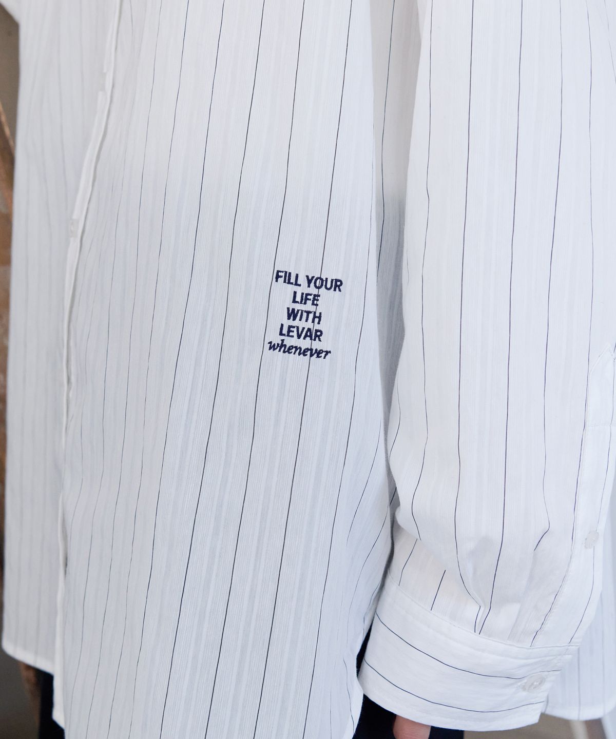르바(LEVAR) Fresh Stripe Over-Shirt - Off White Stripe