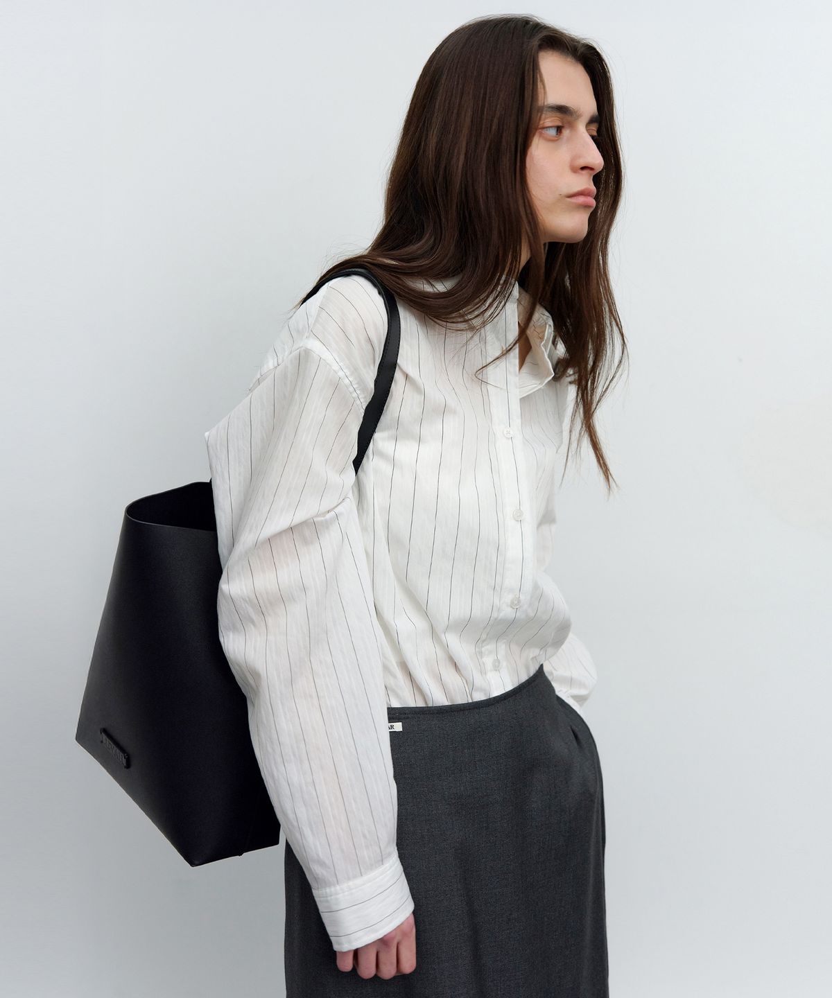 르바(LEVAR) Fresh Stripe Over-Shirt - Off White Stripe