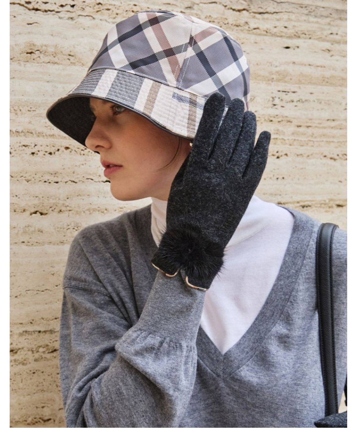닥스 남성 액세서리(DAKS MEN'S ACCESSORIES) 블루 DD로고 면 버킷햇_DBHE5F275B3