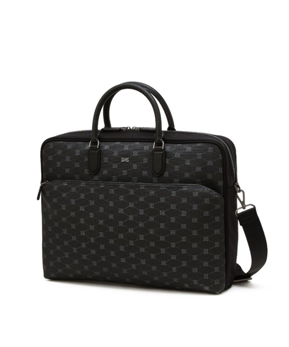 닥스 남성 액세서리(DAKS MEN'S ACCESSORIES) 블랙 DD로고 가죽 서류가방_DBBA6E581BK