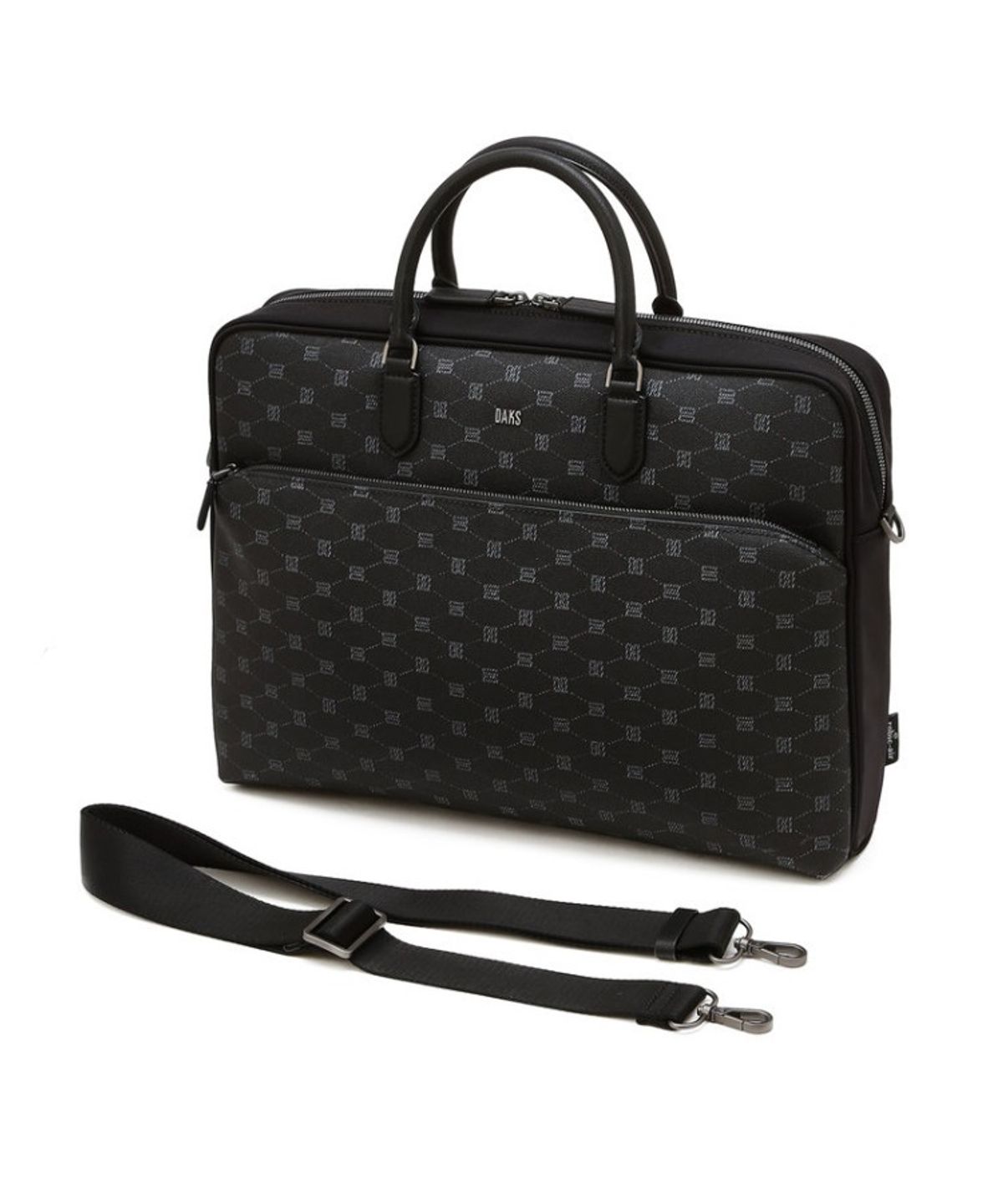 닥스 남성 액세서리(DAKS MEN'S ACCESSORIES) 블랙 DD로고 가죽 서류가방_DBBA6E581BK
