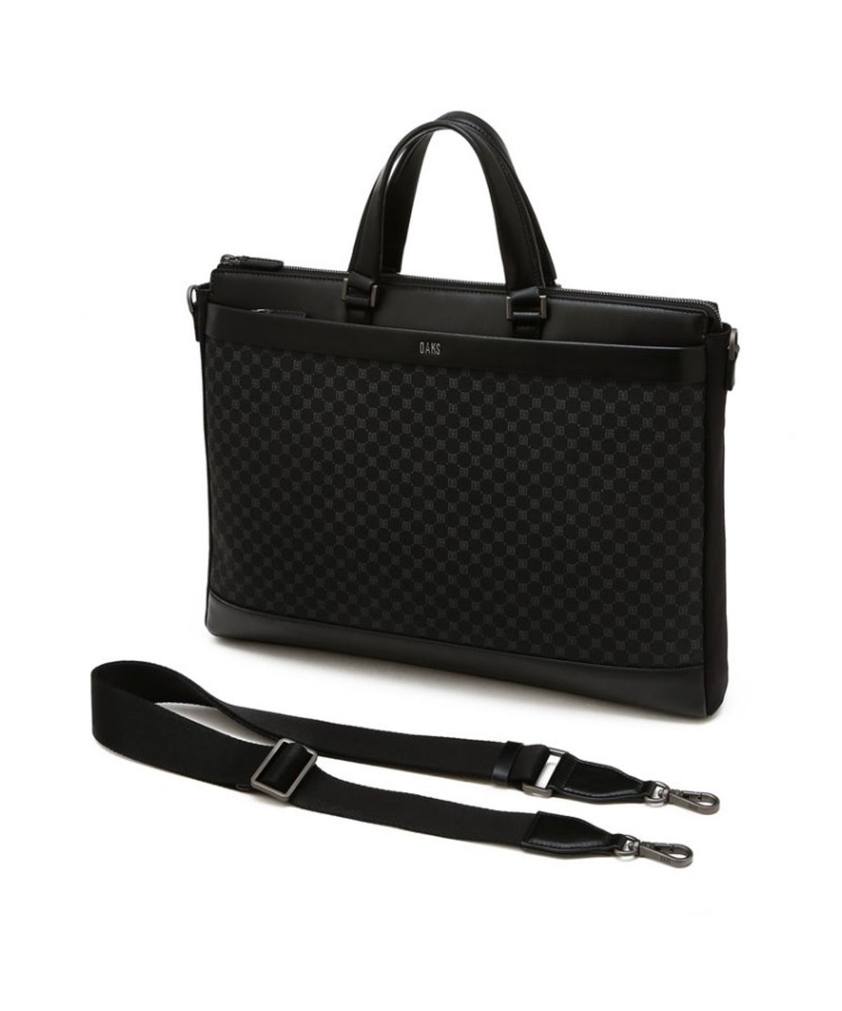 닥스 남성 액세서리(DAKS MEN'S ACCESSORIES) 블랙 DD로고 가죽 서류가방_DBBA6E595BK
