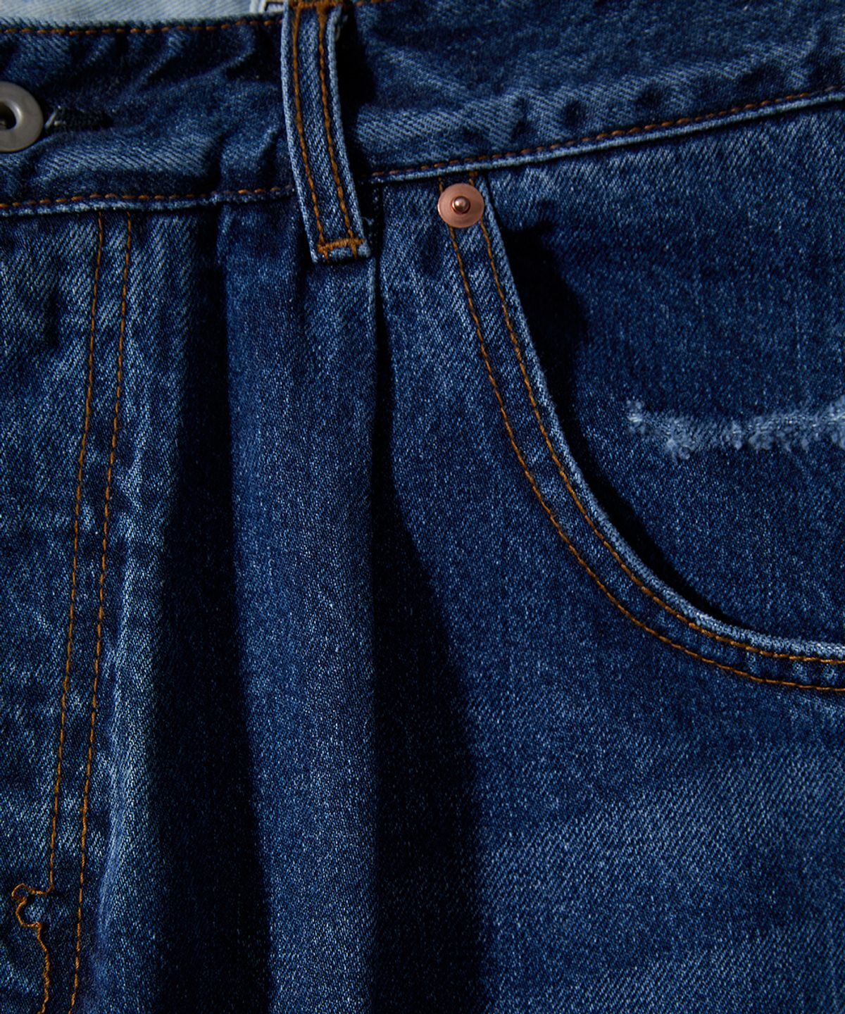 홀리선(HORLISUN) Blueborn Damage Loose Denim Pants Normal Navy