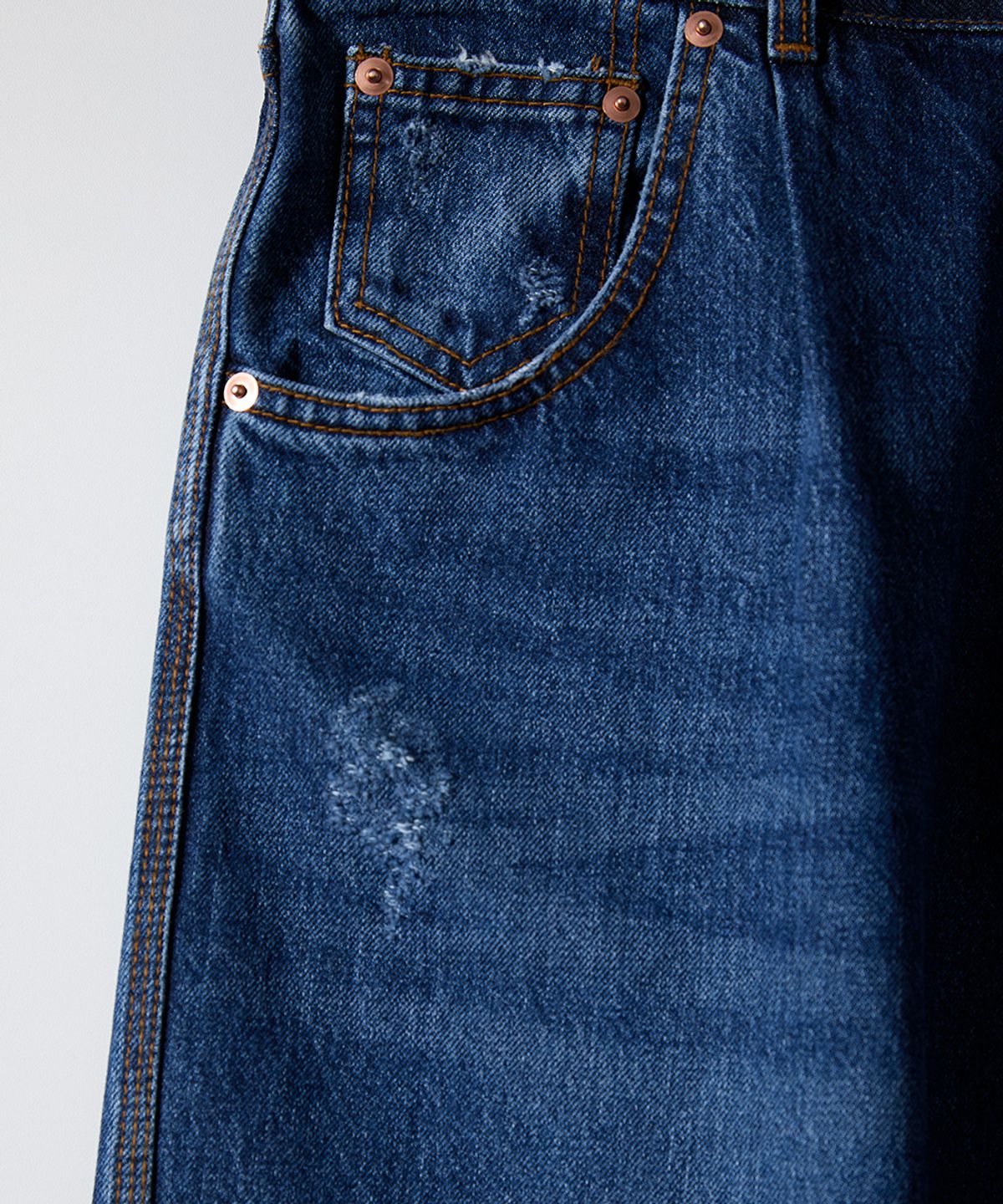 홀리선(HORLISUN) Blueborn Damage Loose Denim Pants Normal Navy