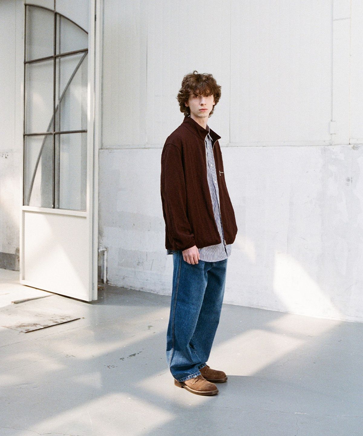 홀리선(HORLISUN) Blueborn Damage Loose Denim Pants Normal Navy