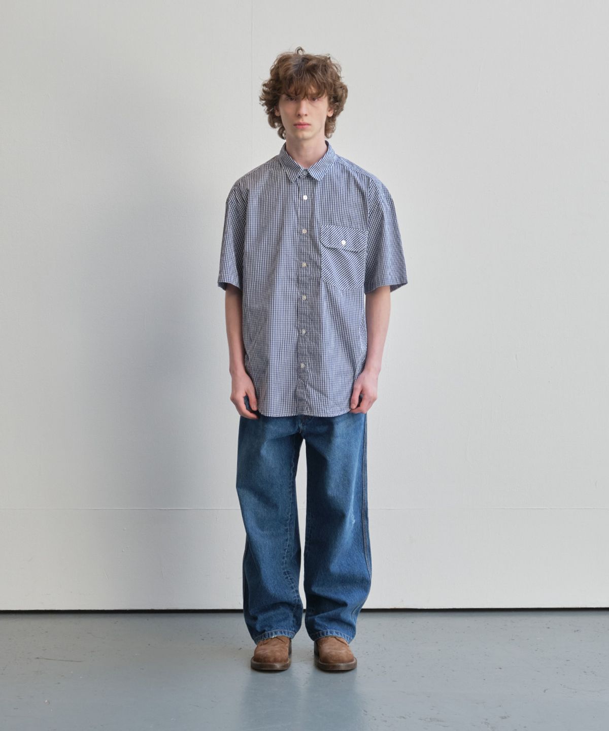 홀리선(HORLISUN) Blueborn Damage Loose Denim Pants Normal Navy