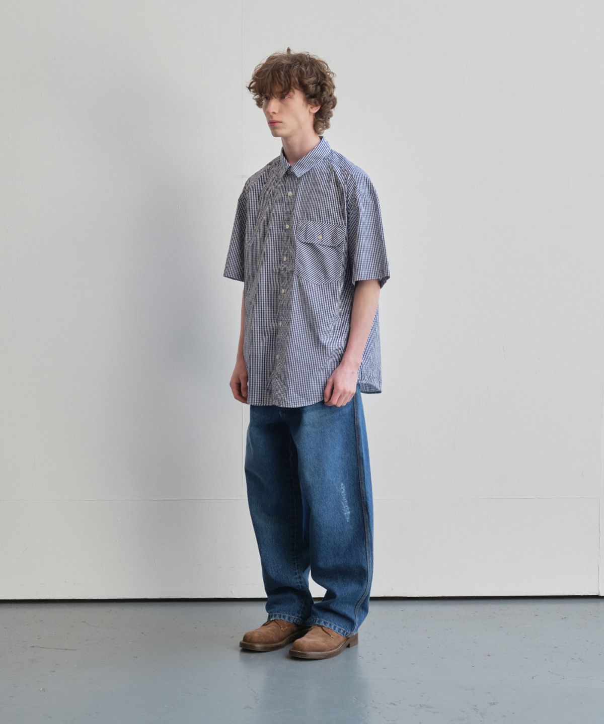 홀리선(HORLISUN) Blueborn Damage Loose Denim Pants Normal Navy