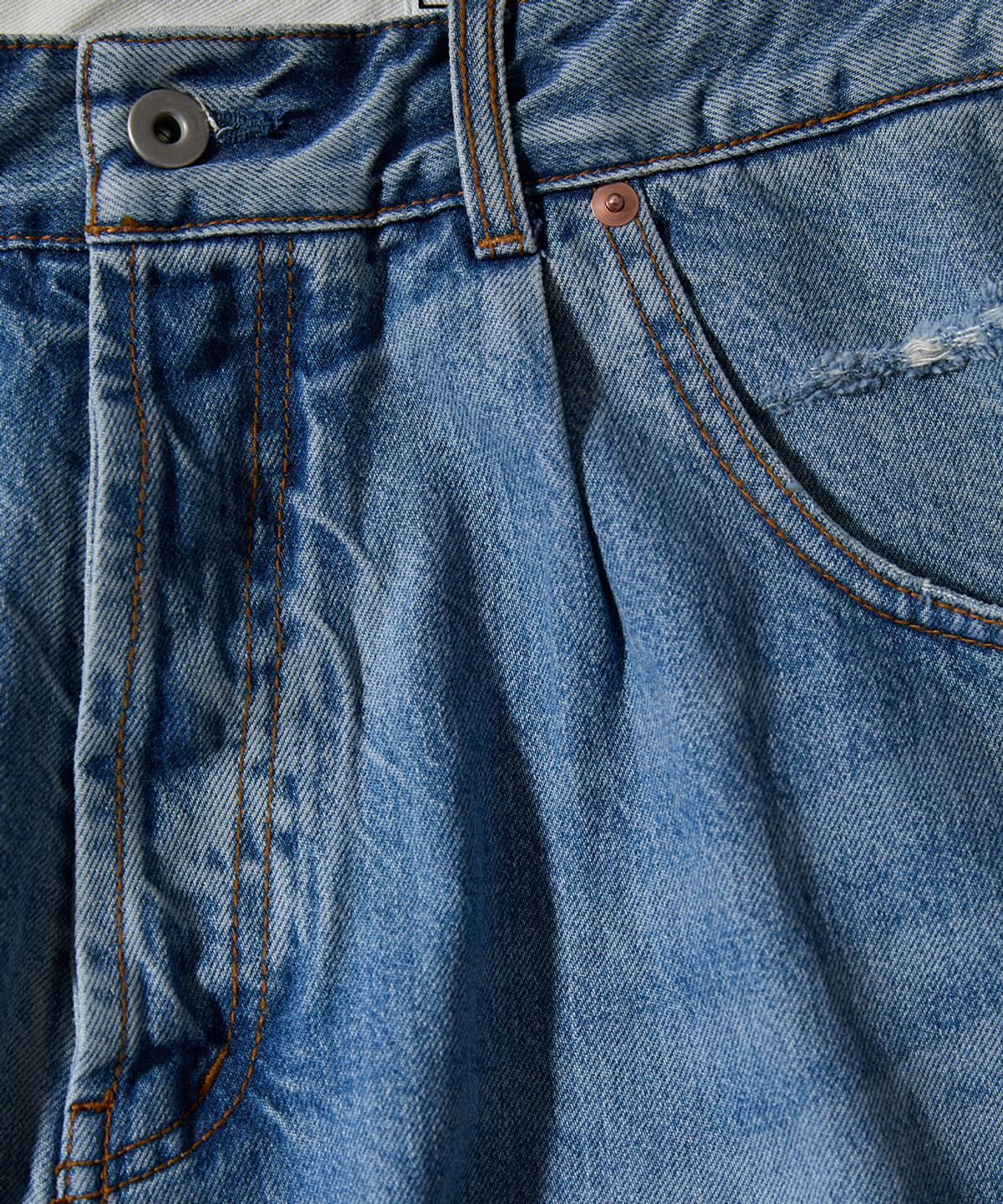 홀리선(HORLISUN) Blueborn Damage Loose Denim Pants Light Blue
