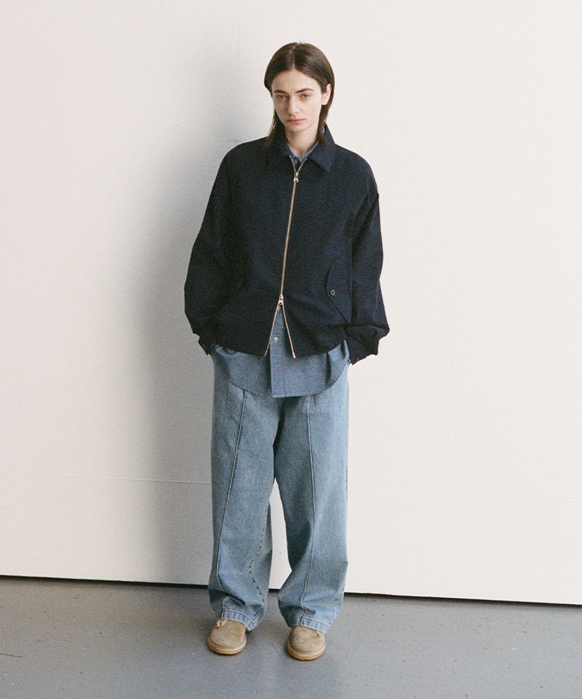 홀리선(HORLISUN) Nileblue Wide Pleats Denim Pants Light Blue