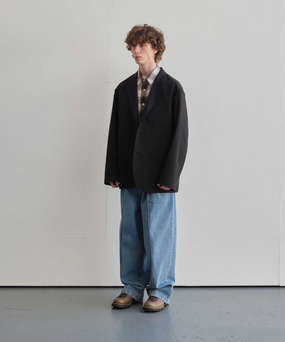 홀리선(HORLISUN) Nileblue Wide Pleats Denim Pants Light Blue