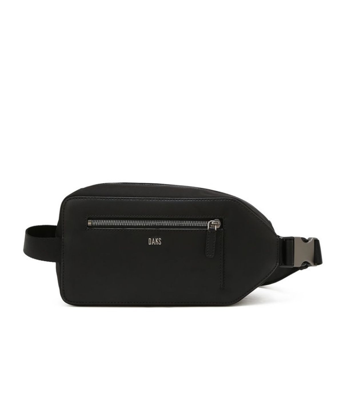 닥스 남성 액세서리(DAKS MEN'S ACCESSORIES) 블랙 로고장식 가죽 슬링백_DBBA6E854BK