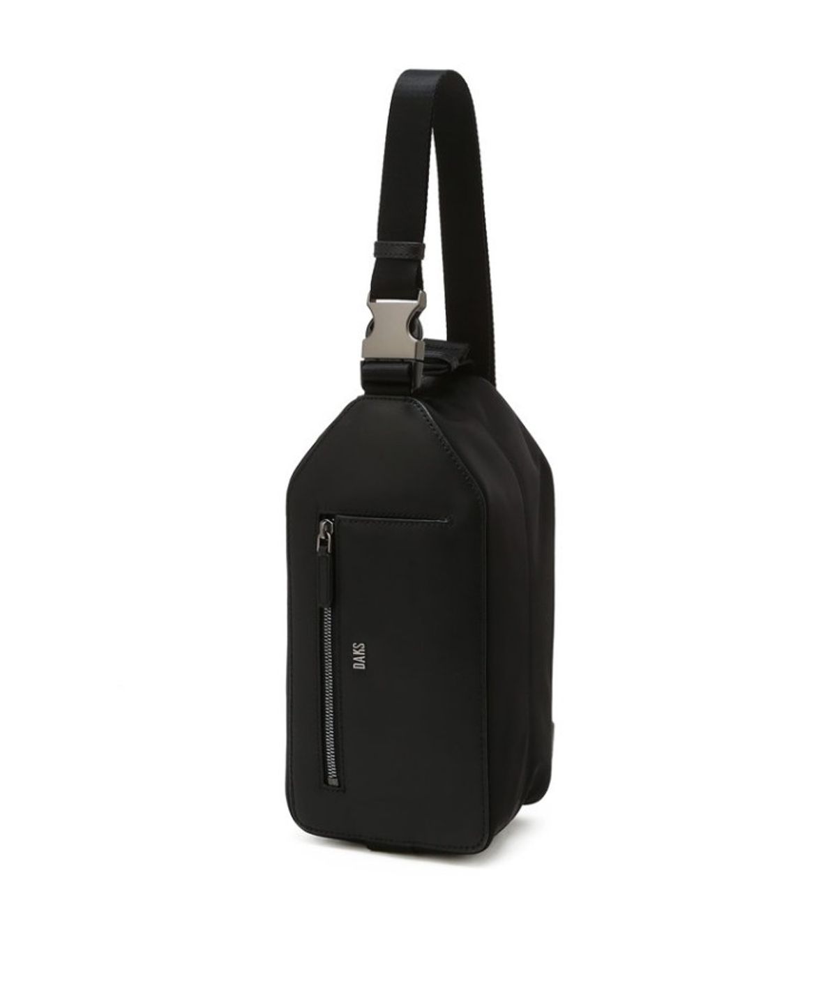 닥스 남성 액세서리(DAKS MEN'S ACCESSORIES) 블랙 로고장식 가죽 슬링백_DBBA6E854BK