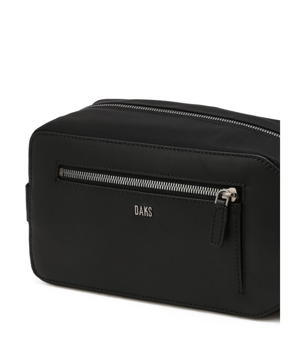 닥스 남성 액세서리(DAKS MEN'S ACCESSORIES) 블랙 로고장식 가죽 슬링백_DBBA6E854BK