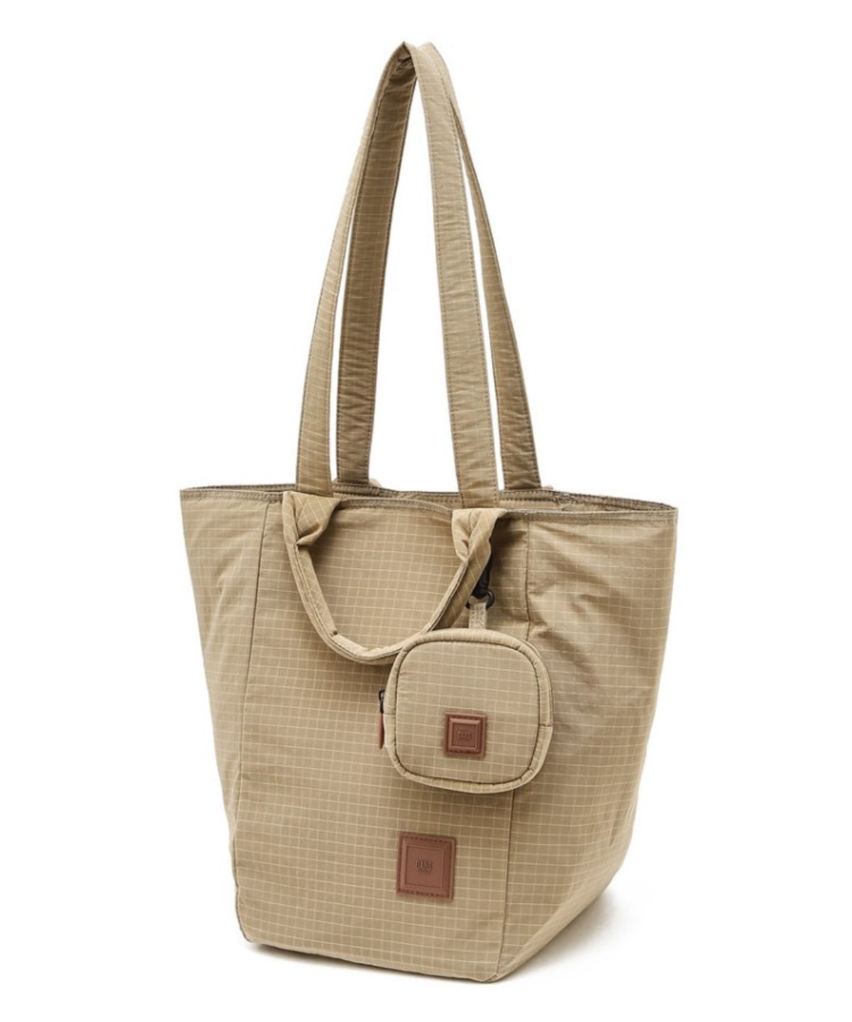 닥스 남성 액세서리(DAKS MEN'S ACCESSORIES) 베이지 체크 나일론 토트백_DBBA6EG52I2