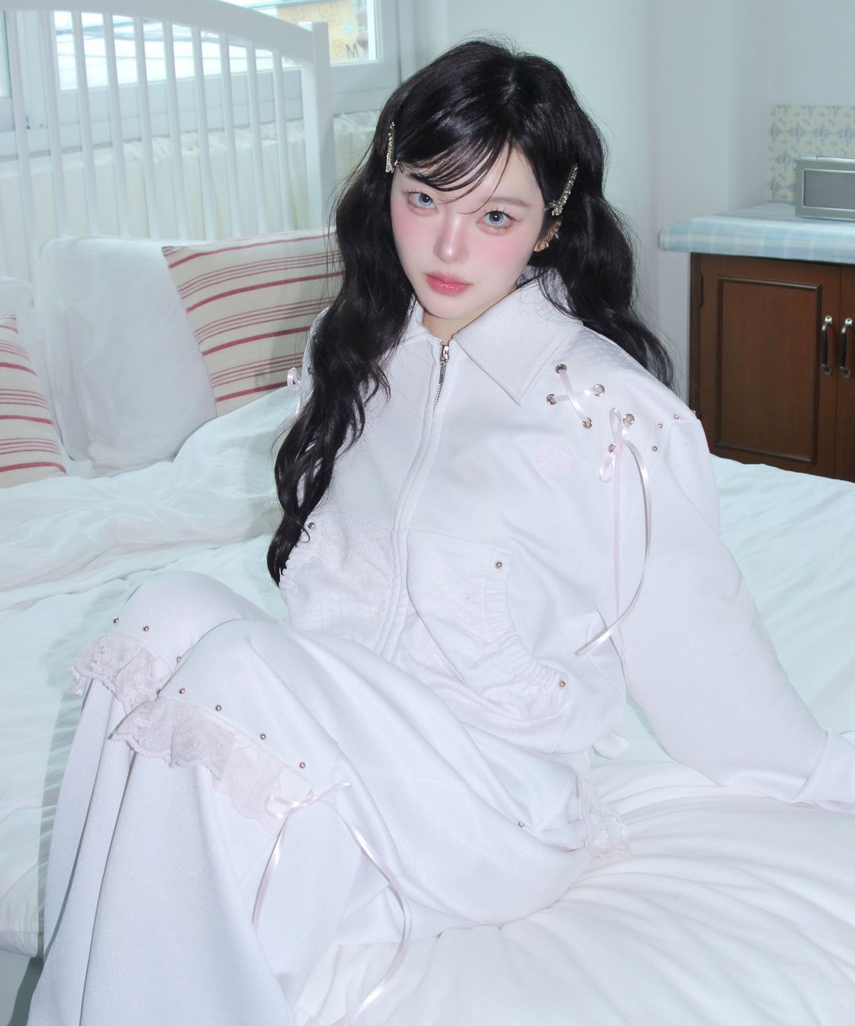 체리퀴리(CHERRYQUIRI) angel sheer layered jersey pt - white